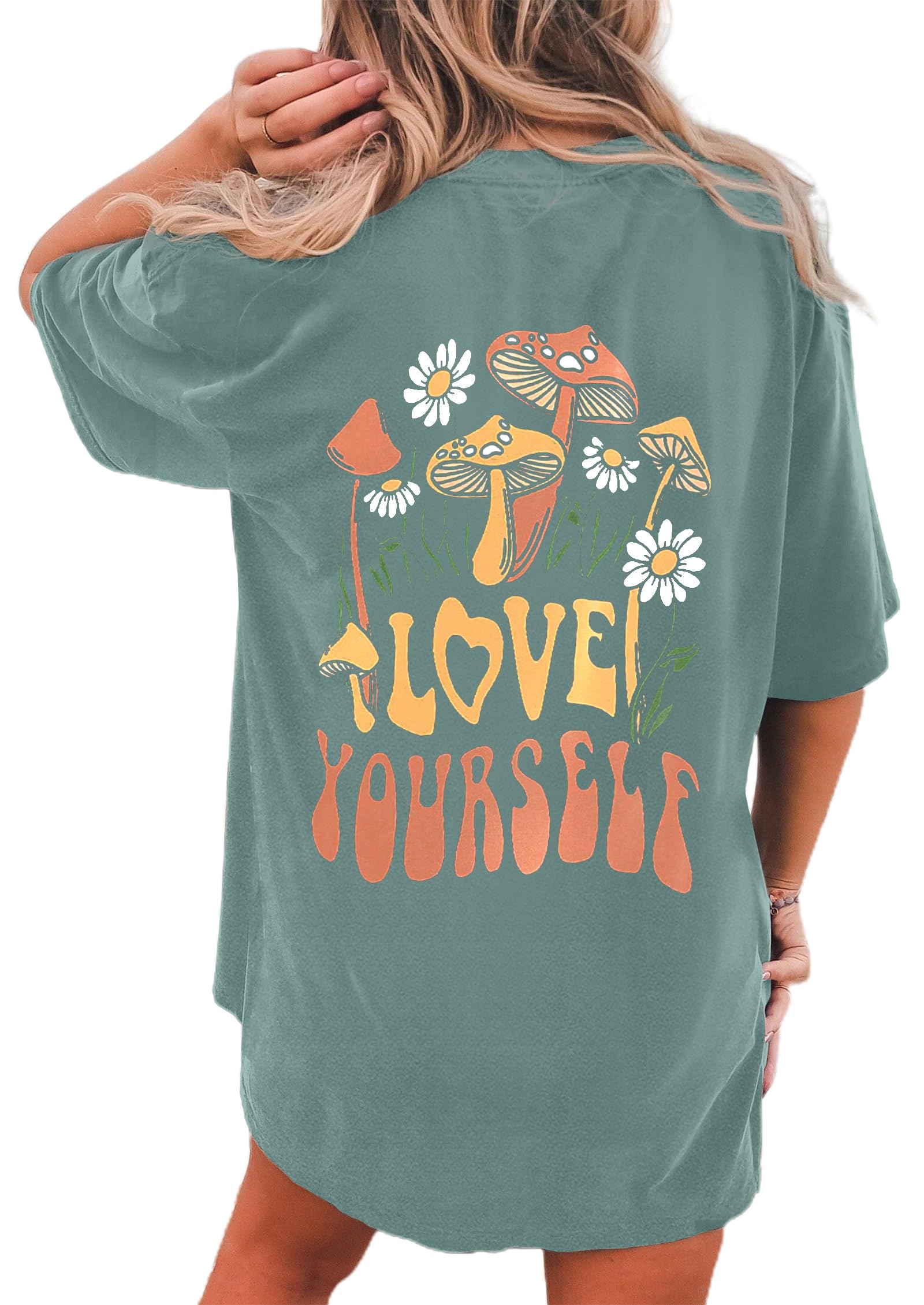CSDAJIO Women's Trendy Oversized T Shirt Graphic Tee Crewneck Short Sleeve Loose Cute Going Out Summer Tops