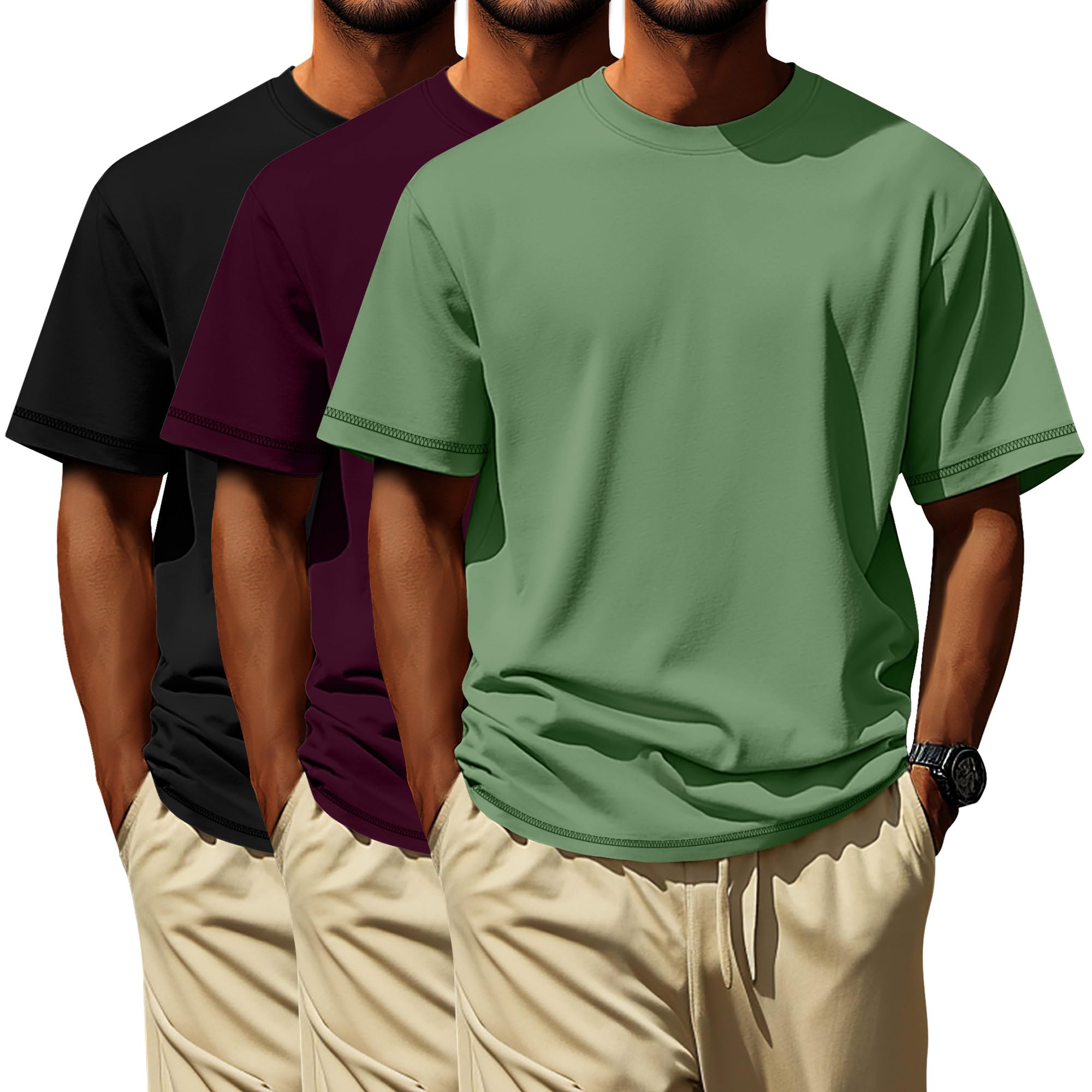 Neer 3 Pack Big and Tall Shirts for Men L-7xl, Short Sleeve Men Crewneck Tops Loose Casual Large T-Shirts Summer Basic Tee