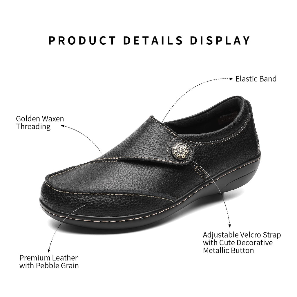 Geoeleph Women's Loafers Casual Slip-Ons Comfort Walking Flats Leather Driving Moccasins