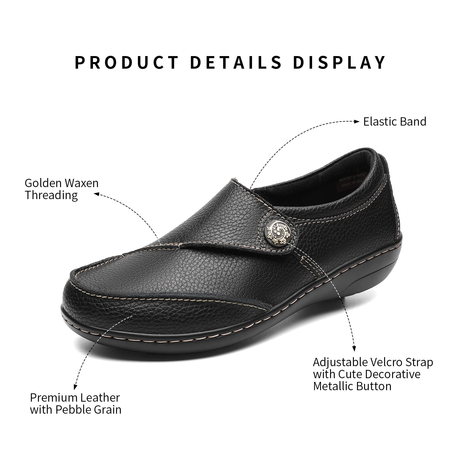 Geoeleph Women's Loafers Casual Slip-Ons Comfort Walking Flats Leather Driving Moccasins