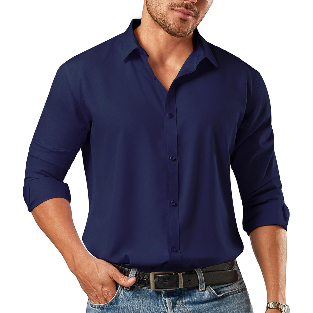 BEFRIED Dress Shirts for Men Big and Tall(XL Big-6XL Big Tall) Button Down Long Sleeve Tuxedo Business Casual Collared Shirt