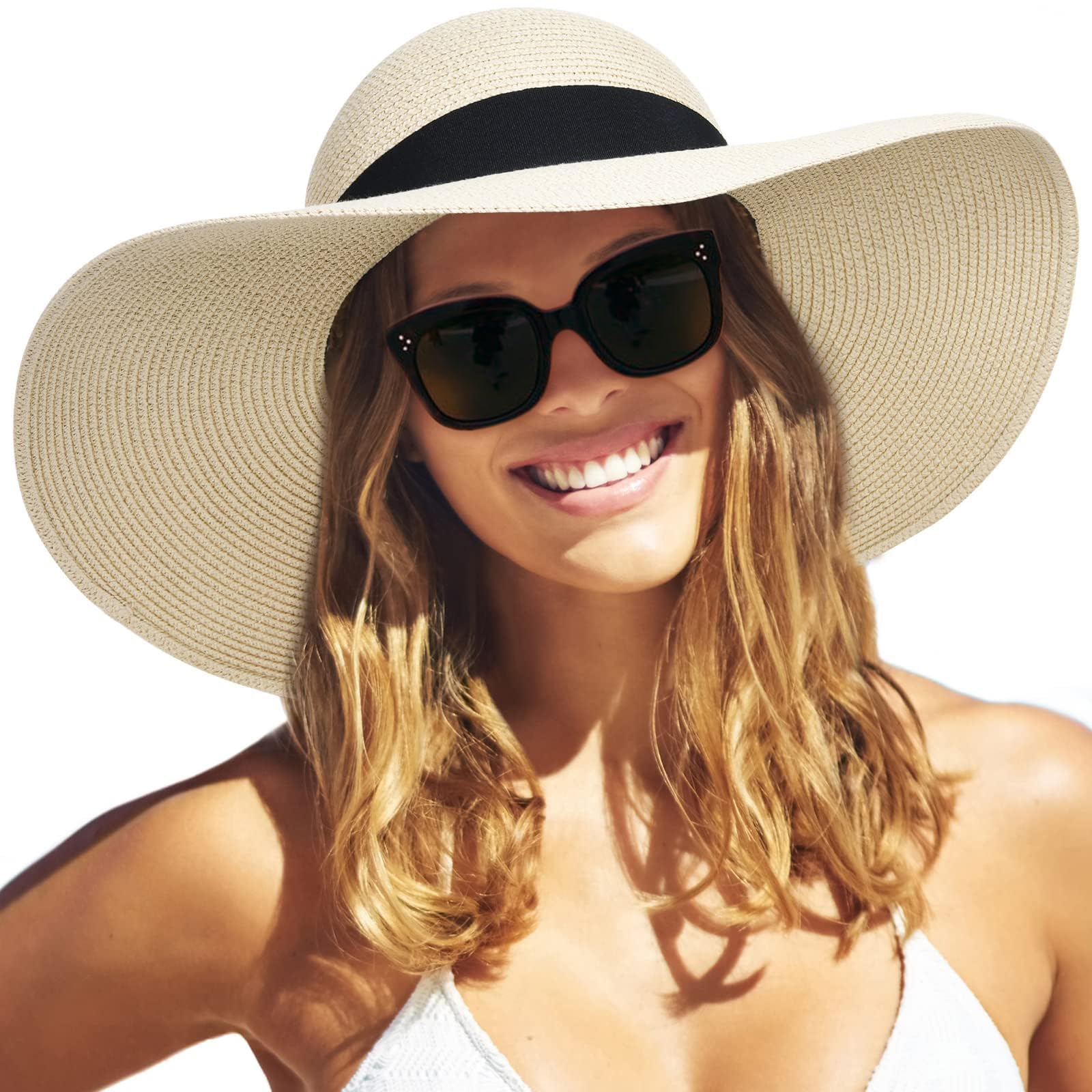 FURTALK Womens Sun Straw Hat Wide Brim UPF 80 Summer Hat Foldable Packable Floppy Beach Hats for Women