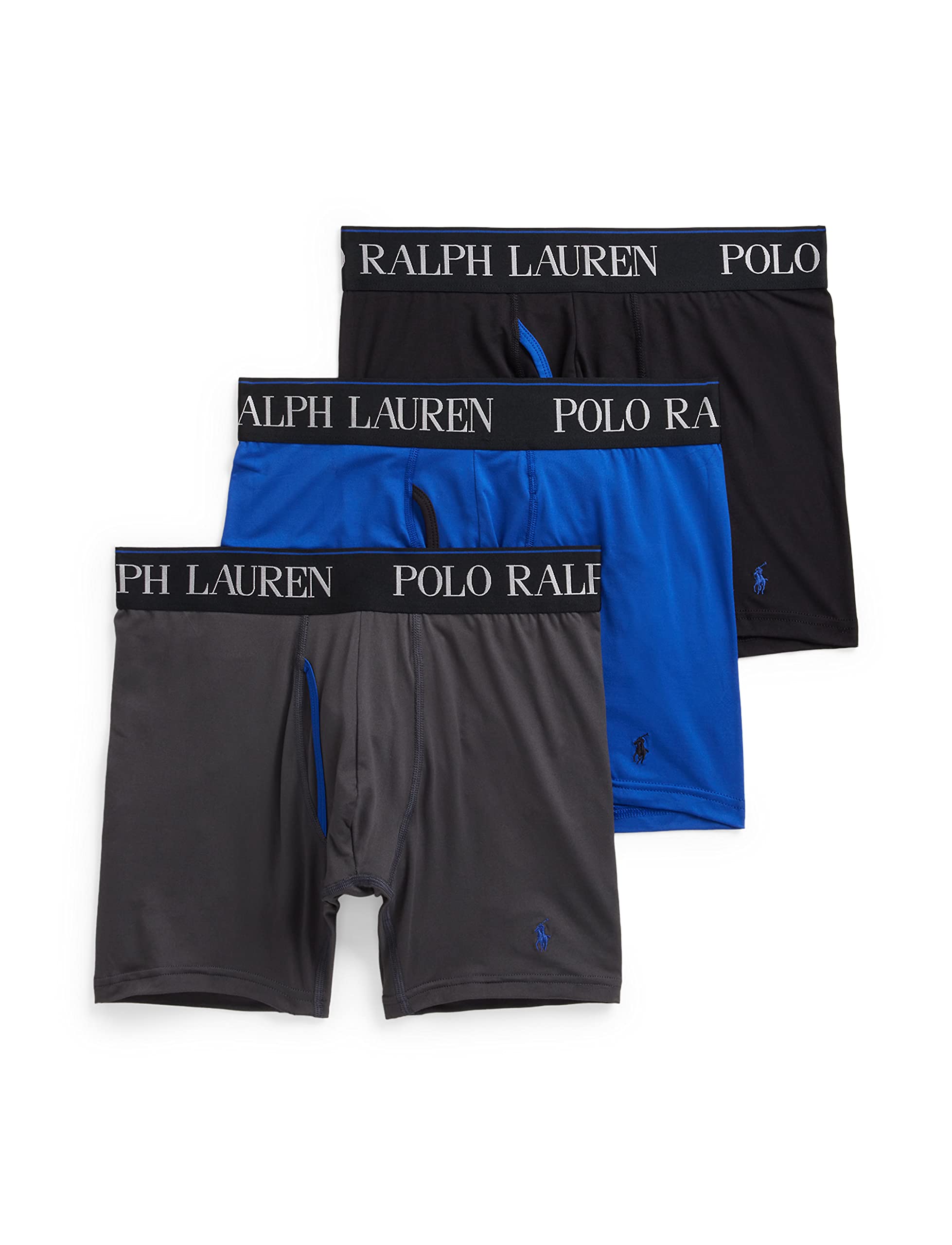 POLO RALPH LAUREN Men's Underwear Boxer Briefs Pack, 3-Pack, 4D Flex Cooling Microfiber Underwear, Wicking Boxer Briefs