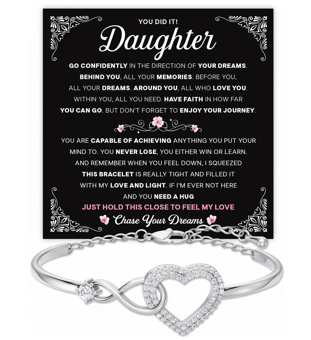 Mapileng Class of 2026 Graduation Bracelet Gift for Her, Heart Infinity Bracelet, Inspirational Jewelry for Daughter Sister Best Friend, College High School Graduate Keepsake, Sterling Silver