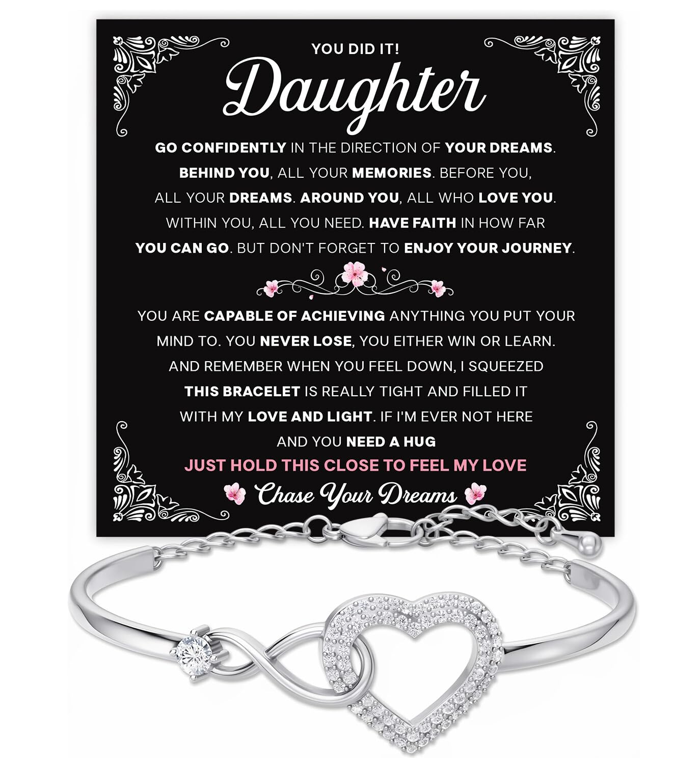 Mapileng Class of 2026 Graduation Bracelet Gift for Her, Heart Infinity Bracelet, Inspirational Jewelry for Daughter Sister Best Friend, College High School Graduate Keepsake, Sterling Silver