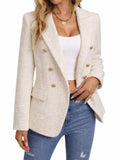 Mina Self 2026 Women's Tweed Plaid Blazer Jacket - Fully Lined Fashion Business Casual Elegant Work Coat with Pockets
