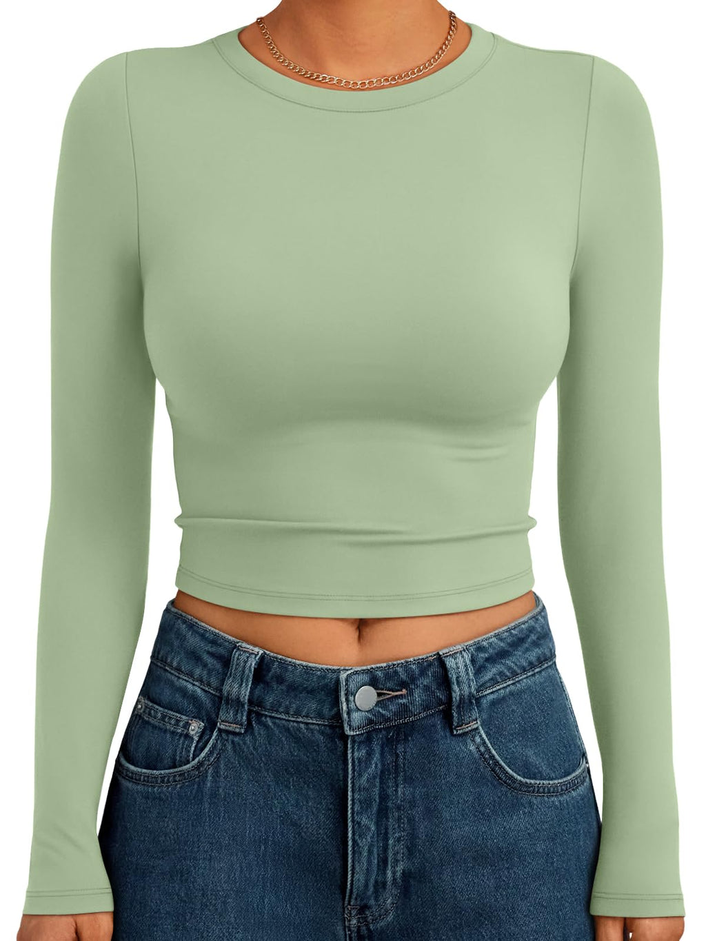 Trendy Queen Womens Long Sleeve Crop Tops Basic Slim Fitted Shirts Spring Fashion Outfits 2026 Teen Girl Clothes