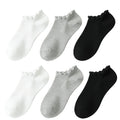 Fandecie No Show Socks Womens Low Cut Non Slip Cute Ruffle Ankle Socks 6 Pairs