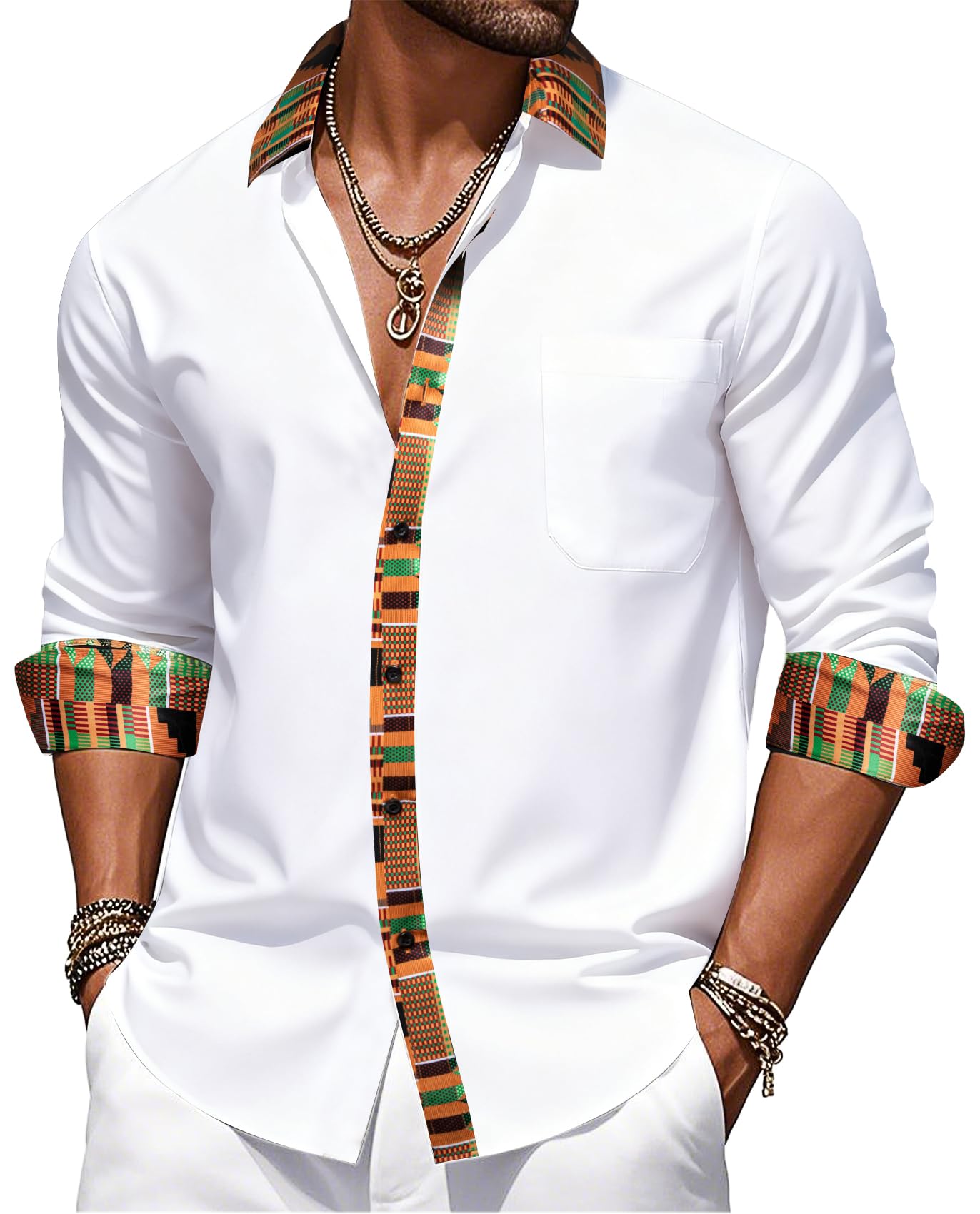 Barry.Wang Mens Satin Silk Shirts Long Sleeve Designer Dress Shirt Shiny Untucked Casual Button Down Shirt Party Disco Formal