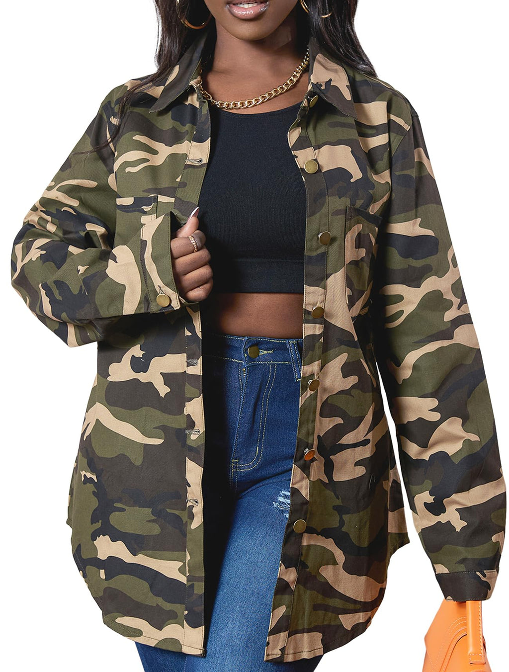sexycherry Denim Jacket for Women Long Sleeve Classic Trucker Jeans Jackets Coat Outwear with Pocket