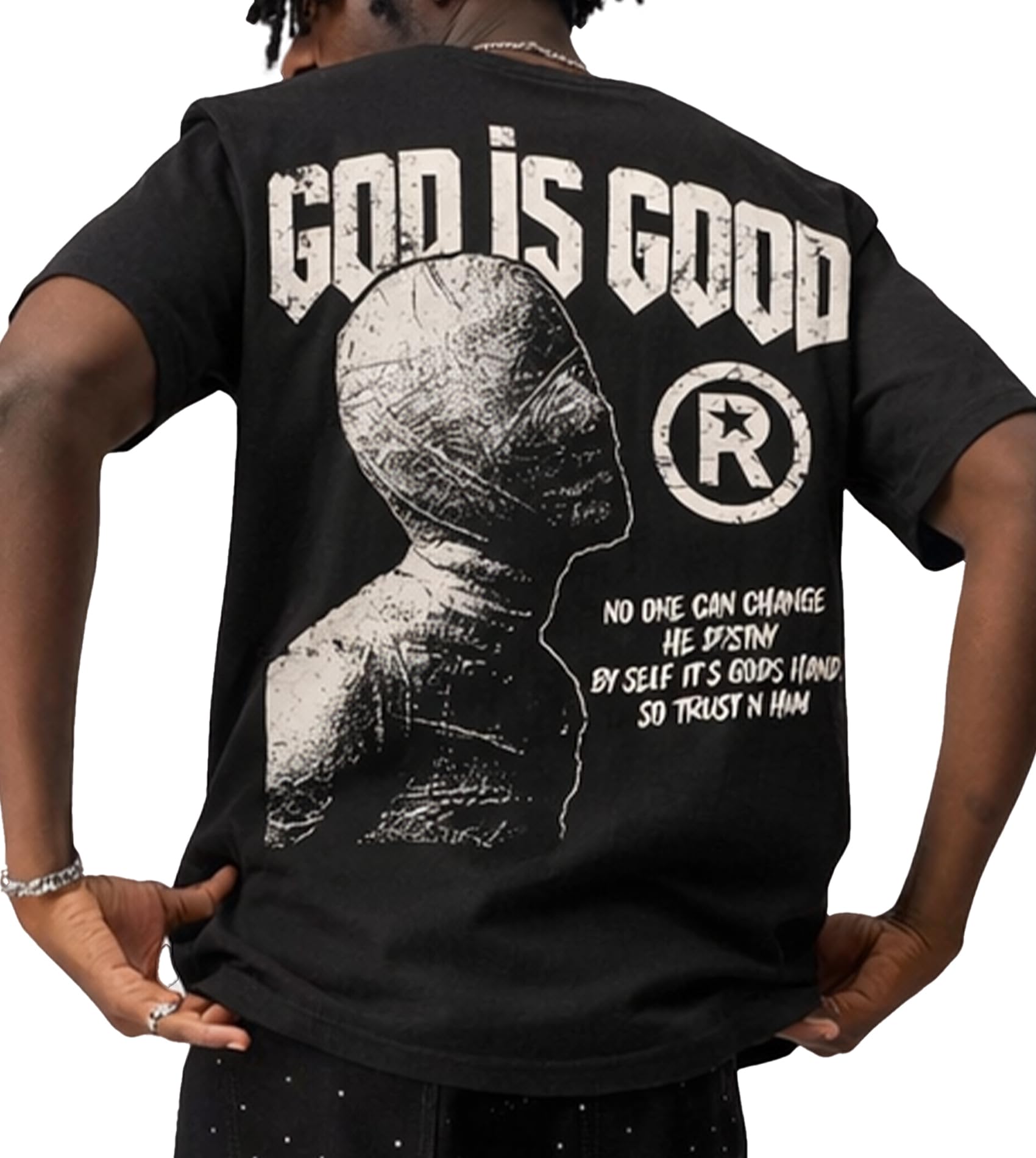 Sopula Studio Mens Graphic T-Shirts, Christian Tees Shirt Unisex Oversized Jesus Y2K Cotton Streetwear Top