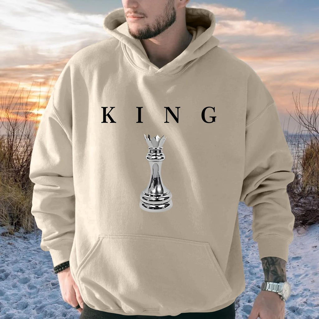 Kelxjia King Graphic Hoodies For Men Oversized Designer Hoodie Cool Chess Sweatshirts Urban Streetwear Drop Shoulder Pullover
