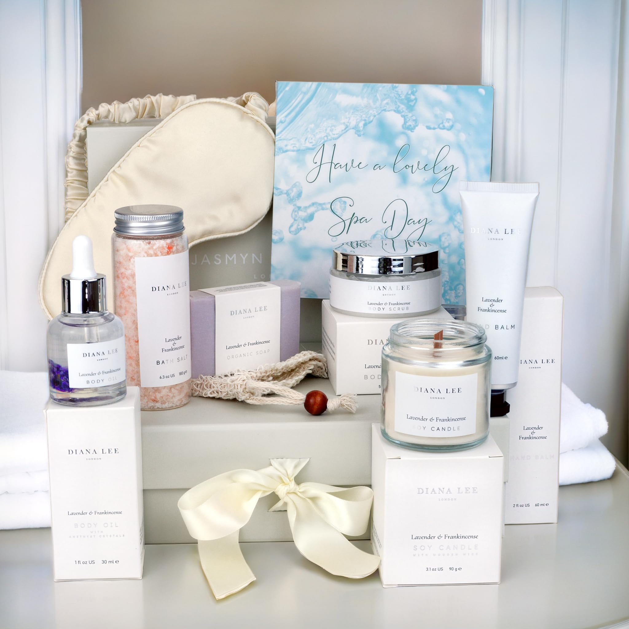 Jasmyn & Greene Luxury Spa Gift Basket for Women - 10 Relaxing Spa Birthday Gifts for Women with Lavender. Bridal Shower Gifts for Woman with Self Care Kit. Get Well Soon Package for Mother Sister.