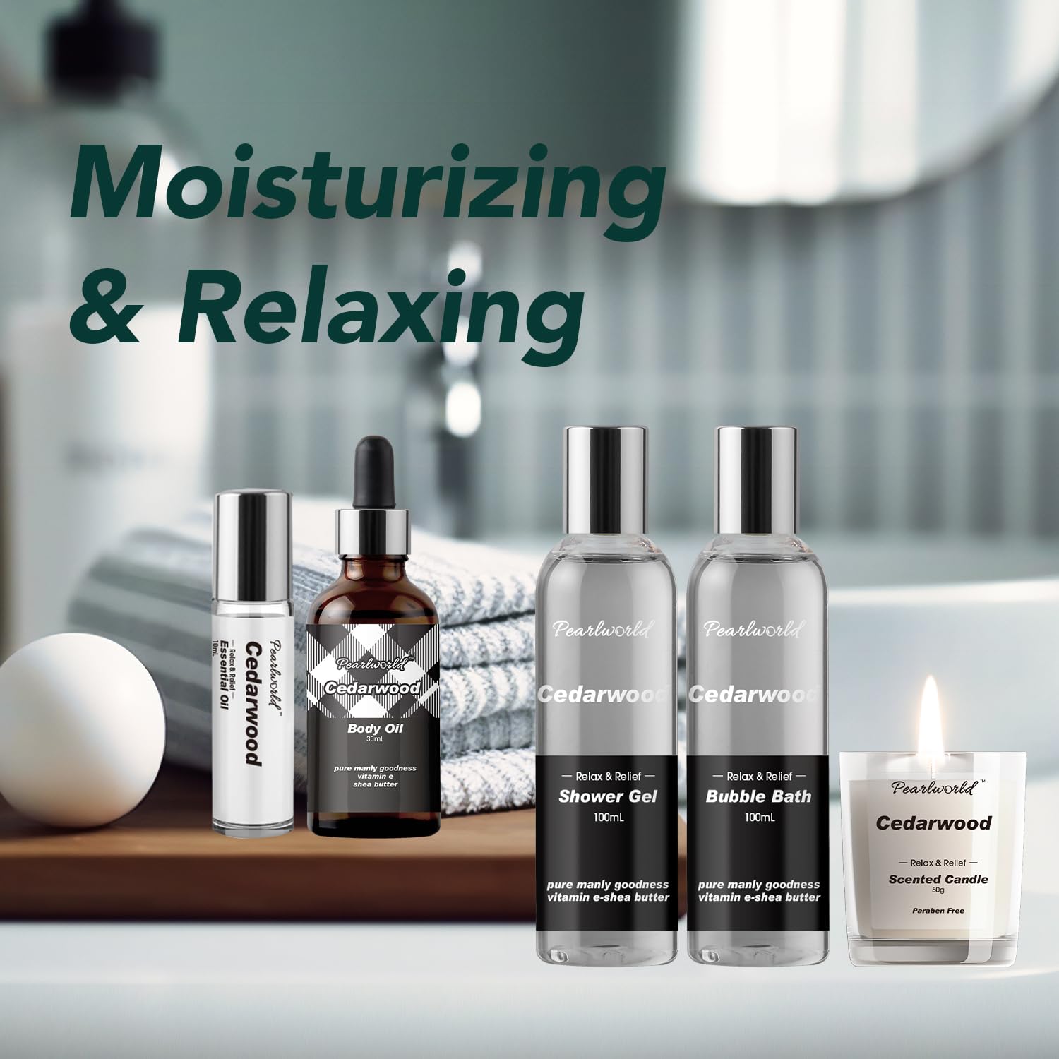 PEARLWORLD Bath Set with Ocean Scented Spa Gifts for Men, Christmas Birthday Self Skin Care Set for Men, Spa Gift Baskets for Him, 12Pcs Men's Spa Kit Gifts for Bath Spa