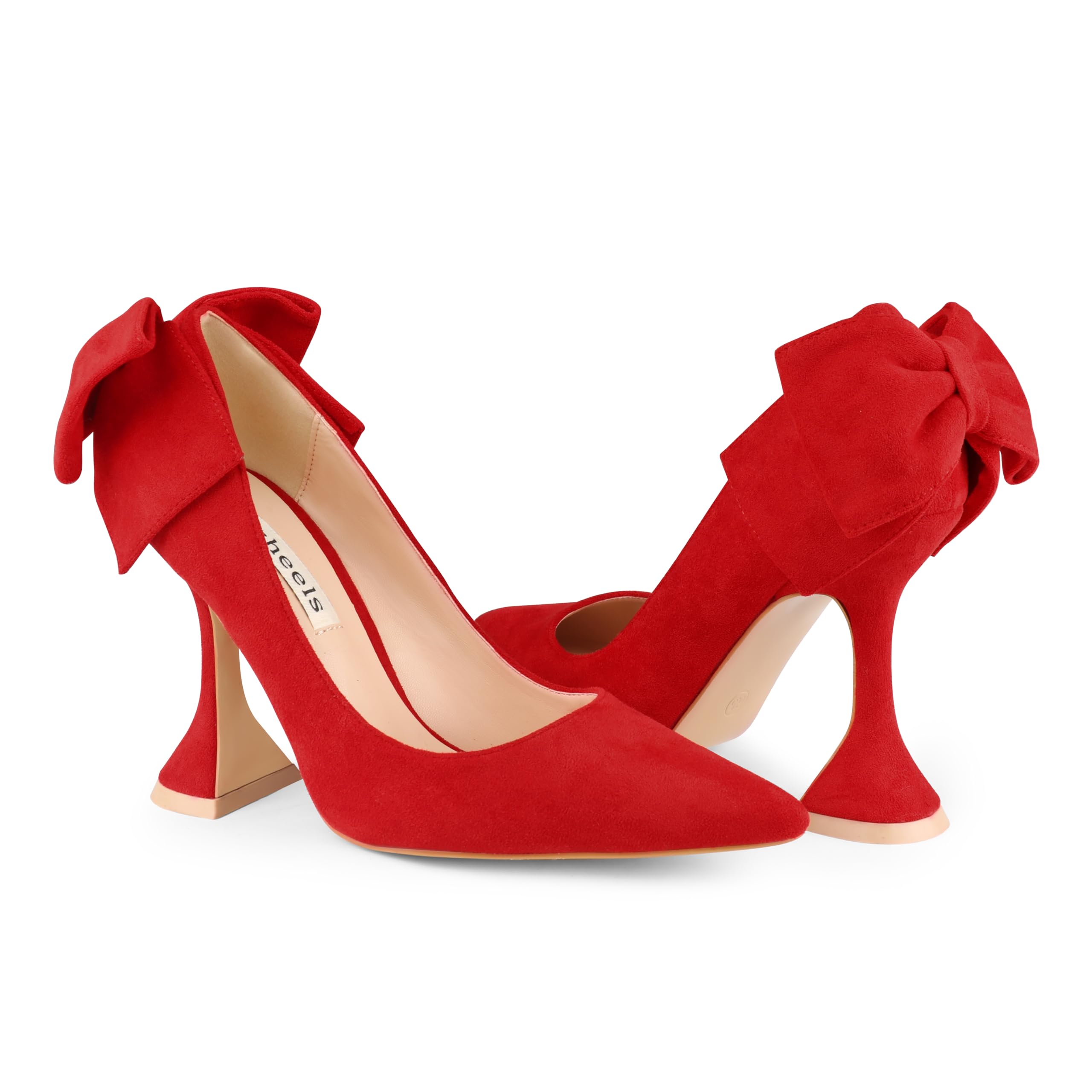 Zzheels Women's 3.74" Bow Pumps Pointed Toe Triangle Heel Pump Wedding Shoes