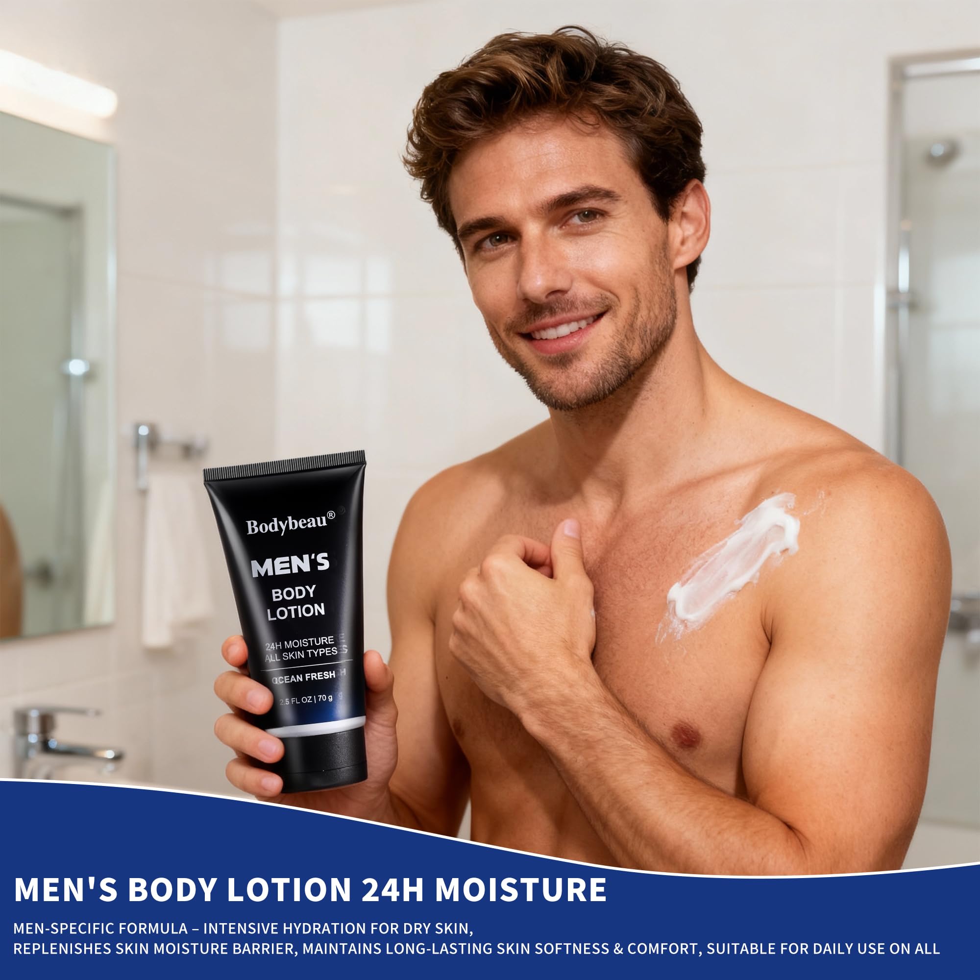 Bodybeau Men's Bath and Body Spa Gift Set - 7-Piece Kit with Daily Care 3-in-1 Wash, 2-in-1 Handmade Soap & Travel Bag - Father's Day/Birthday/Christmas Gifts for Dad, Husband Son from Family