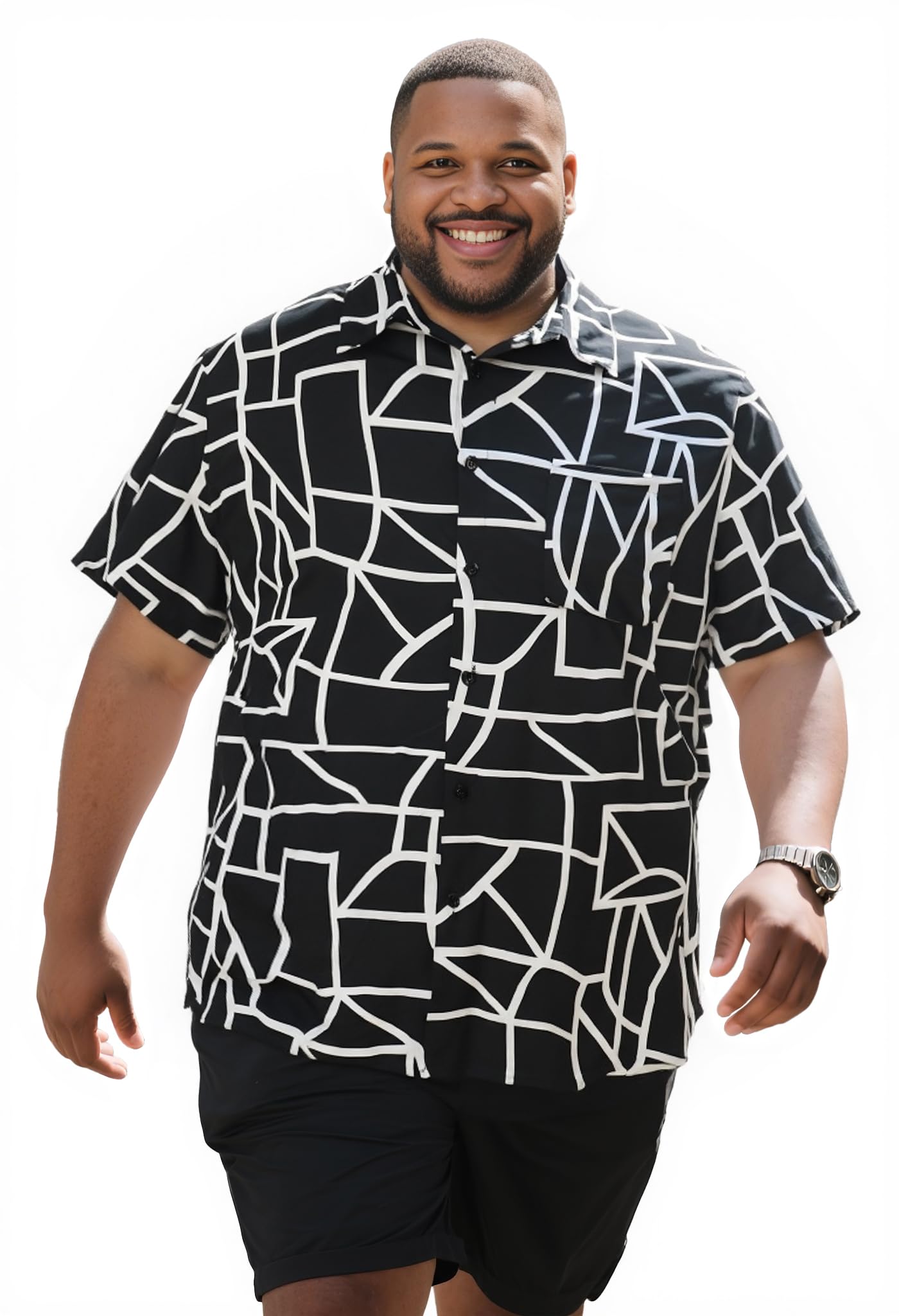 Yuyapu Button Down Shirt Men Causal Big and Tall Shirts for Men Short Sleeve Button up Summer Beach Work Shirts Plus Size