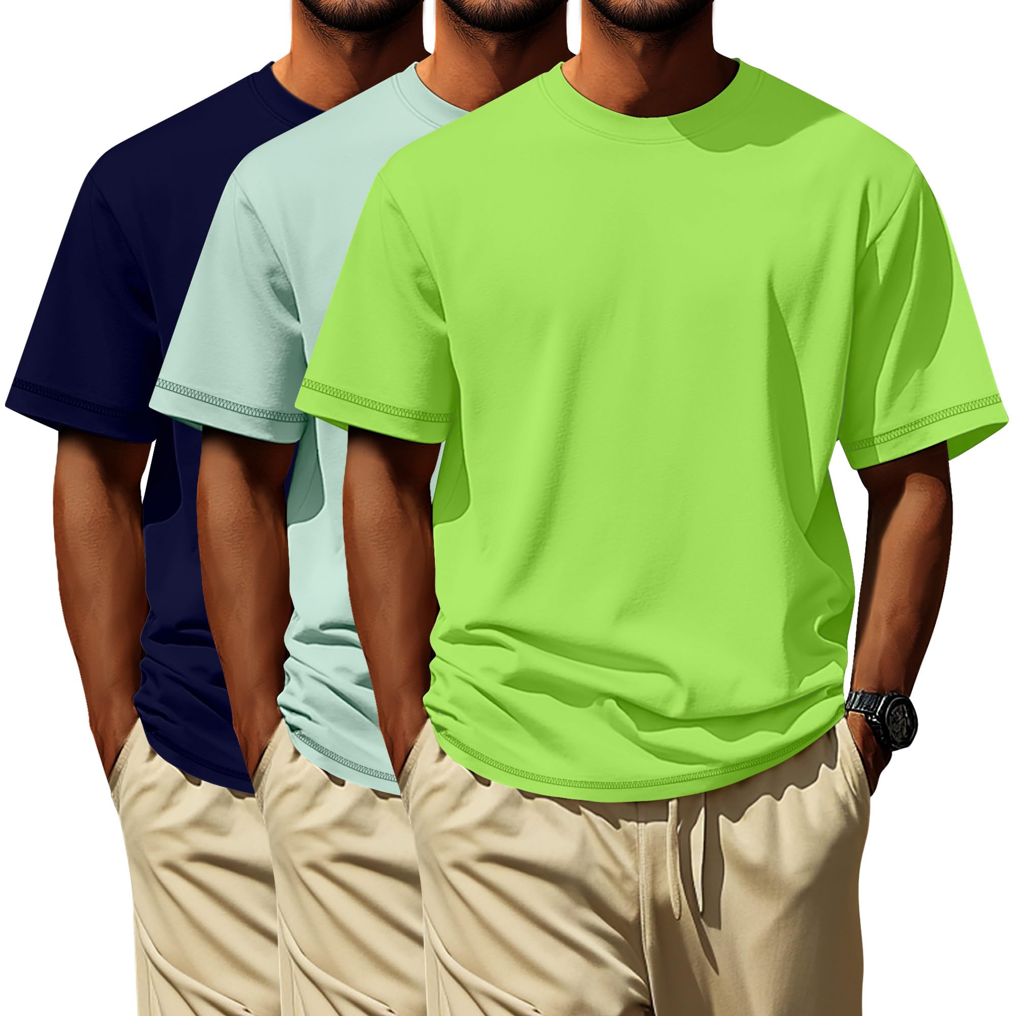 Neer 3 Pack Big and Tall Shirts for Men L-7xl, Short Sleeve Men Crewneck Tops Loose Casual Large T-Shirts Summer Basic Tee
