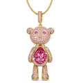 Swarovski Crystal Teddy Bear Necklace, White Gold Plated, Playful Movable Design, Sweet Warmth & Love Symbol Jewelry Gift for Women Teens Girls, Gift-Ready Packaging