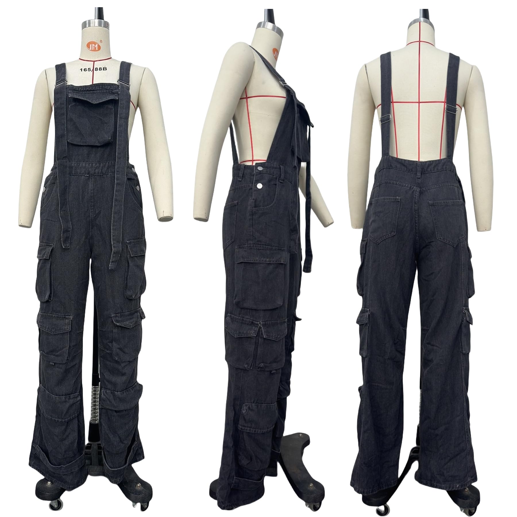 YOOTIKO Women Denim Overalls Jean Jumpsuit Cargo Pants Baggy Straight Leg Bib Jean Romper Streetwear