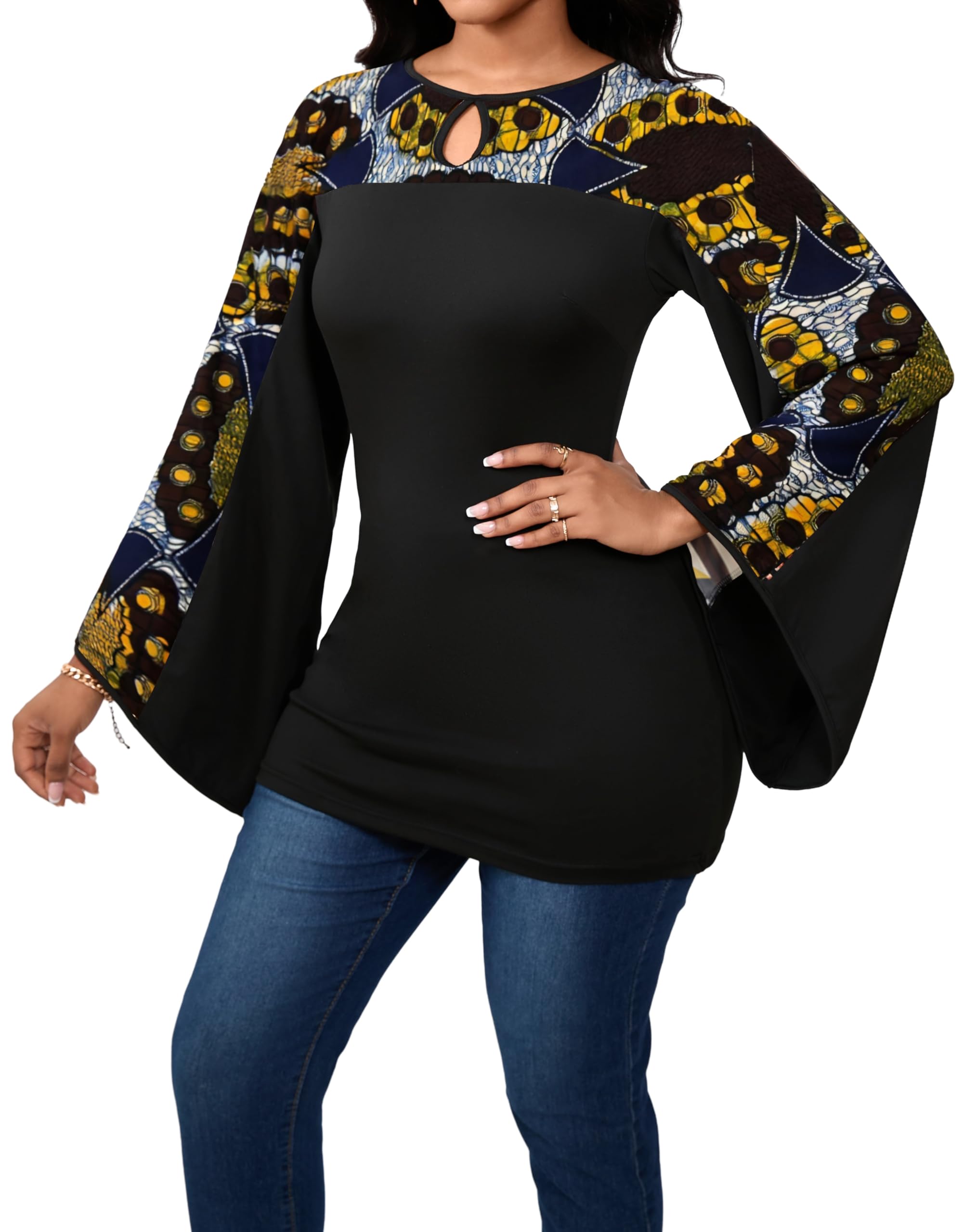 Sexy Floral Blouse for Women Casual Long Sleeve Button Down T-Shirt Simple V Neck Loose Tops Shirts Dress
