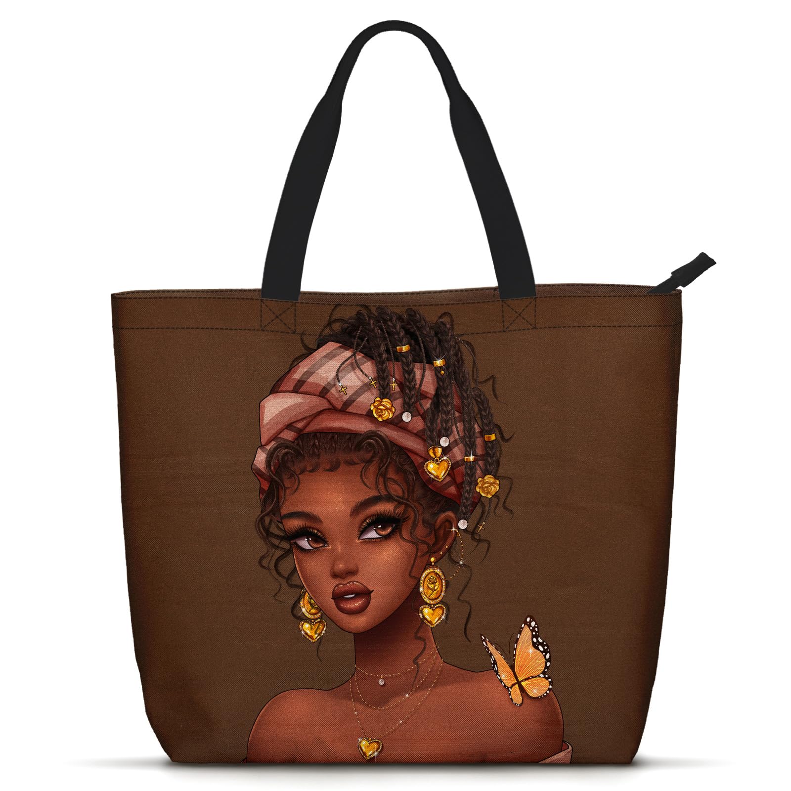 Foinior African American Black Women Tote Bag Black Girl Magic Shoulder Handbag For Work Travel Beach Shopping