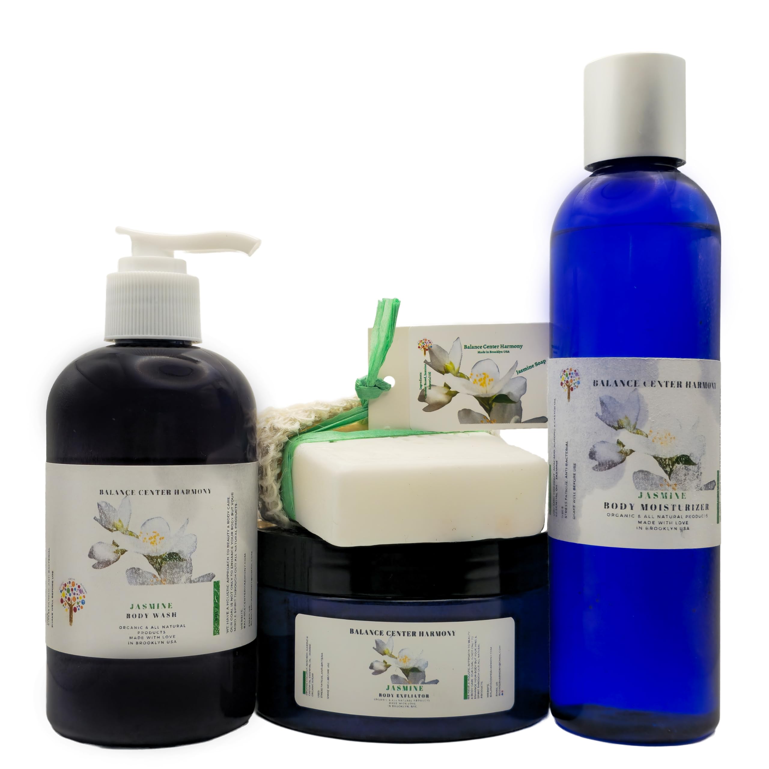 Balance Center Harmony All-Natural Body Care Set – Premium Spa Gift Set for Men & Women – Includes Moisturizer, Exfoliating Scrub, Body Wash & Soap – Organic Self-Care Kit