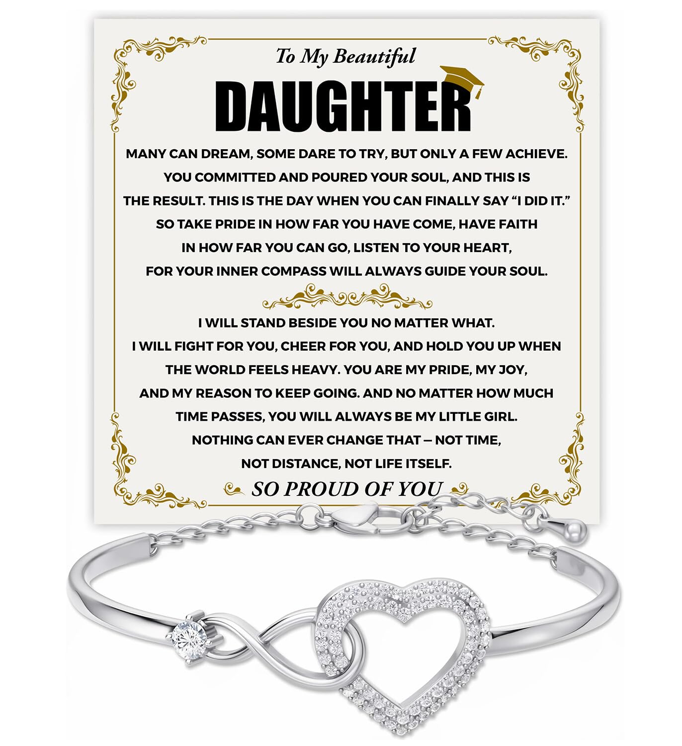 Mapileng Class of 2026 Graduation Bracelet Gift for Her, Heart Infinity Bracelet, Inspirational Jewelry for Daughter Sister Best Friend, College High School Graduate Keepsake, Sterling Silver
