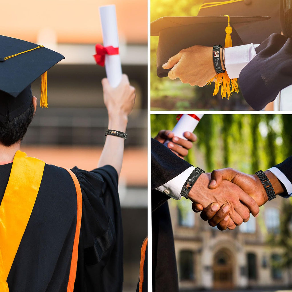 MEALGUET Graduation Gifts for him,Customizable Graduation Bracelet, Inspirational College Graduate Class Of 2026 Gift, Stainless Steel Handsome Link Bracelets for College Graduates