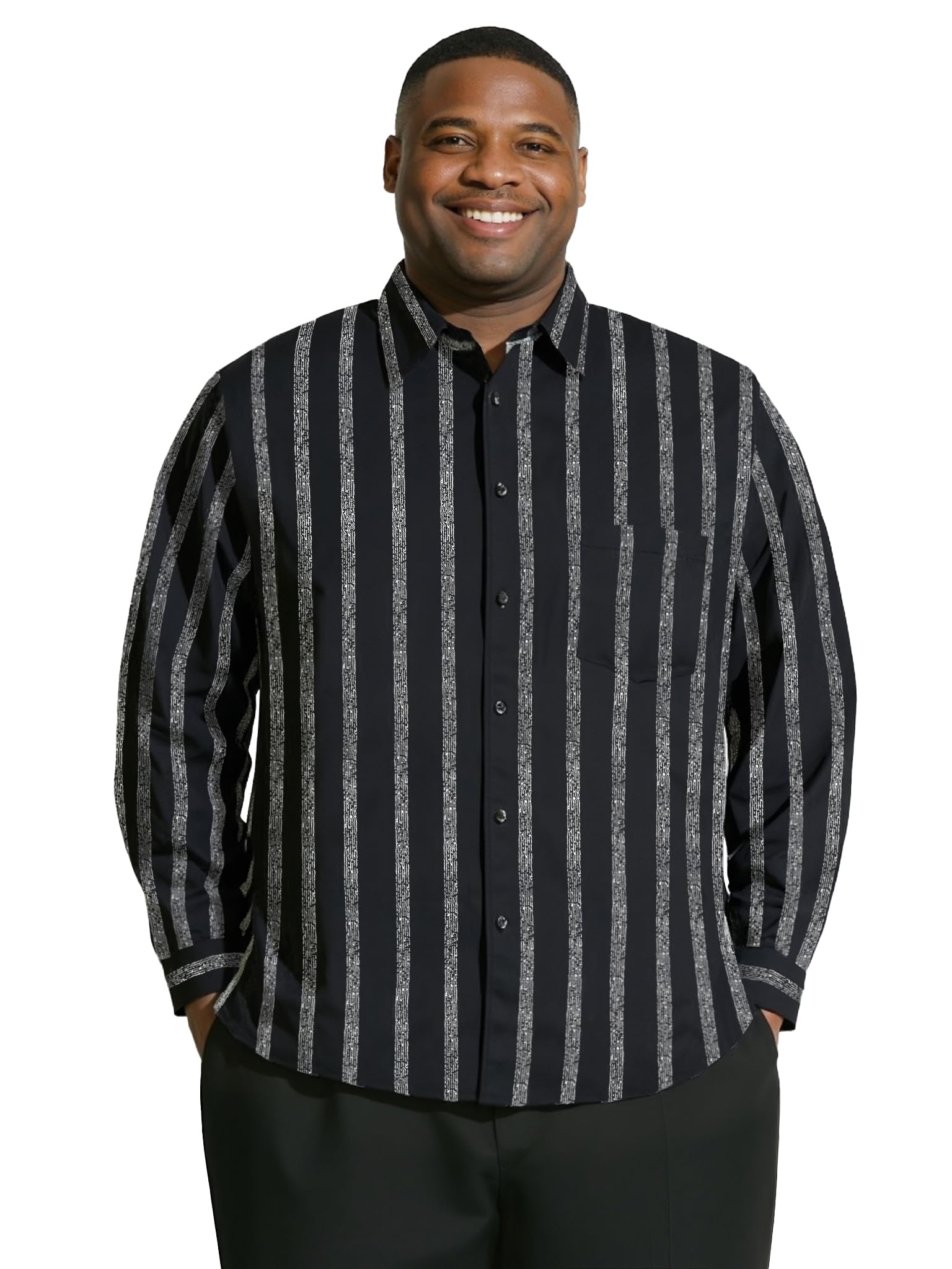 Yuyapu Big and Tall Shirts for Men, Long Sleeve Casual Dress Shirts Button Down with Pocket for Business,Travel,Daily Wear