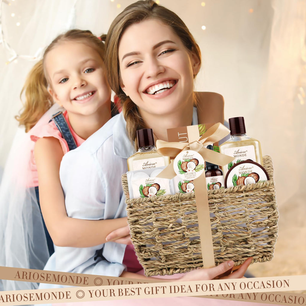 Bath Spa Gift Basket Set for Women, Enchanted Orchid Scent, Home Spa Gift Box with Shower Gel, Bubble Bath, Body Lotion, Body Scrub, Bath Bomb, Bath Salt, Bath & Body Gift Set