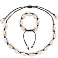 Starain 2Pcs Shell Necklace Anklet for Women Handmade Adjustable Puka Beach Shell Necklace Set