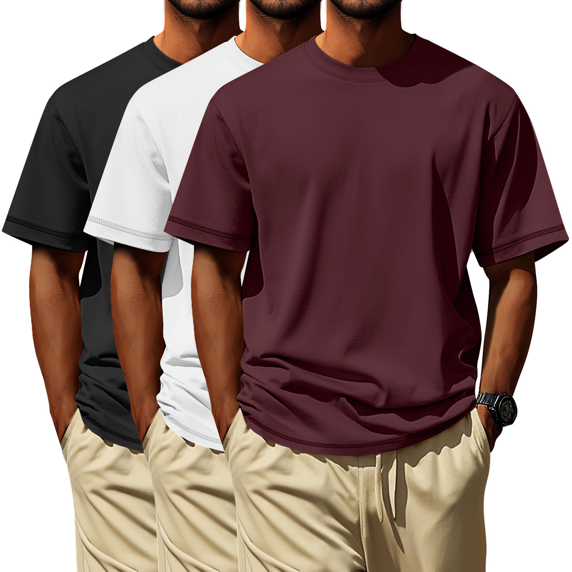 Neer 3 Pack Big and Tall Shirts for Men L-7xl, Short Sleeve Men Crewneck Tops Loose Casual Large T-Shirts Summer Basic Tee