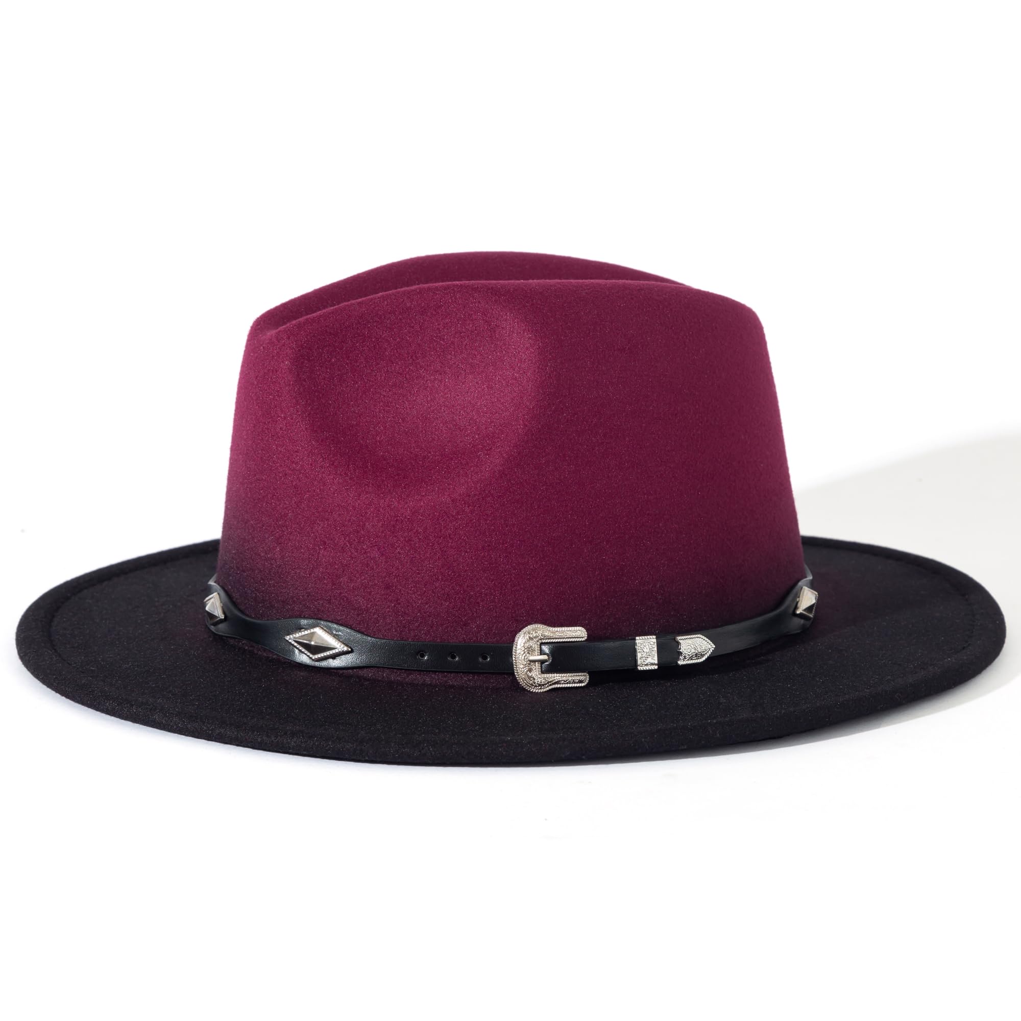 Lisianthus Gradient Color Fedora for Women & Men - Ombre Felt Hat with Classic Belt Buckle