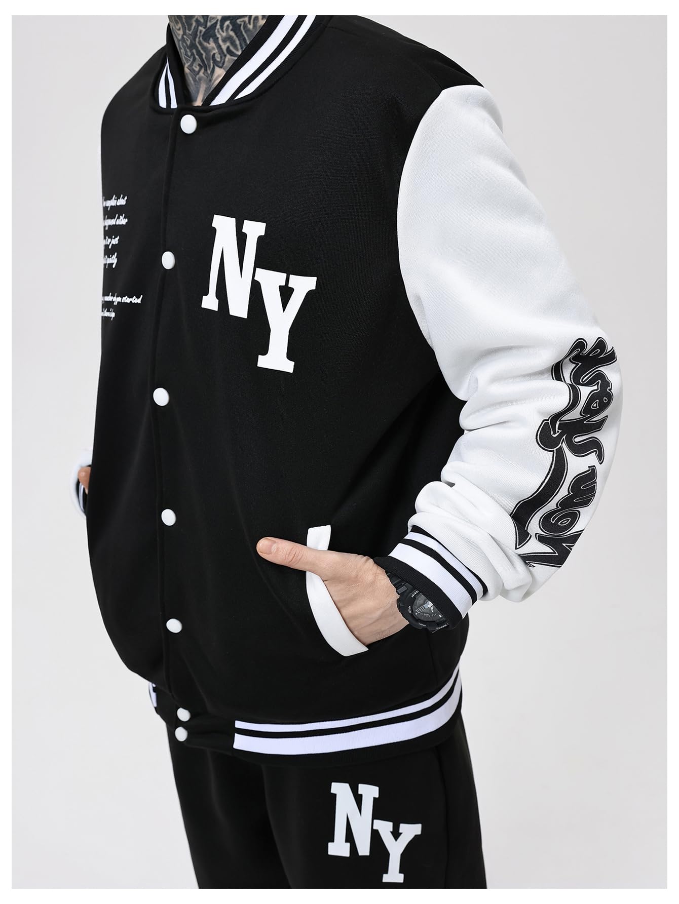 SOLY HUX Men's Varsity Jacket Color Block Letter Graphic Long Sleeve Baseball Jacket Bomber Coat