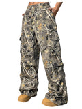 Floerns Women's Plus Size Baggy Cargo Camo Pants Wide Leg Streetwear Casual Pant