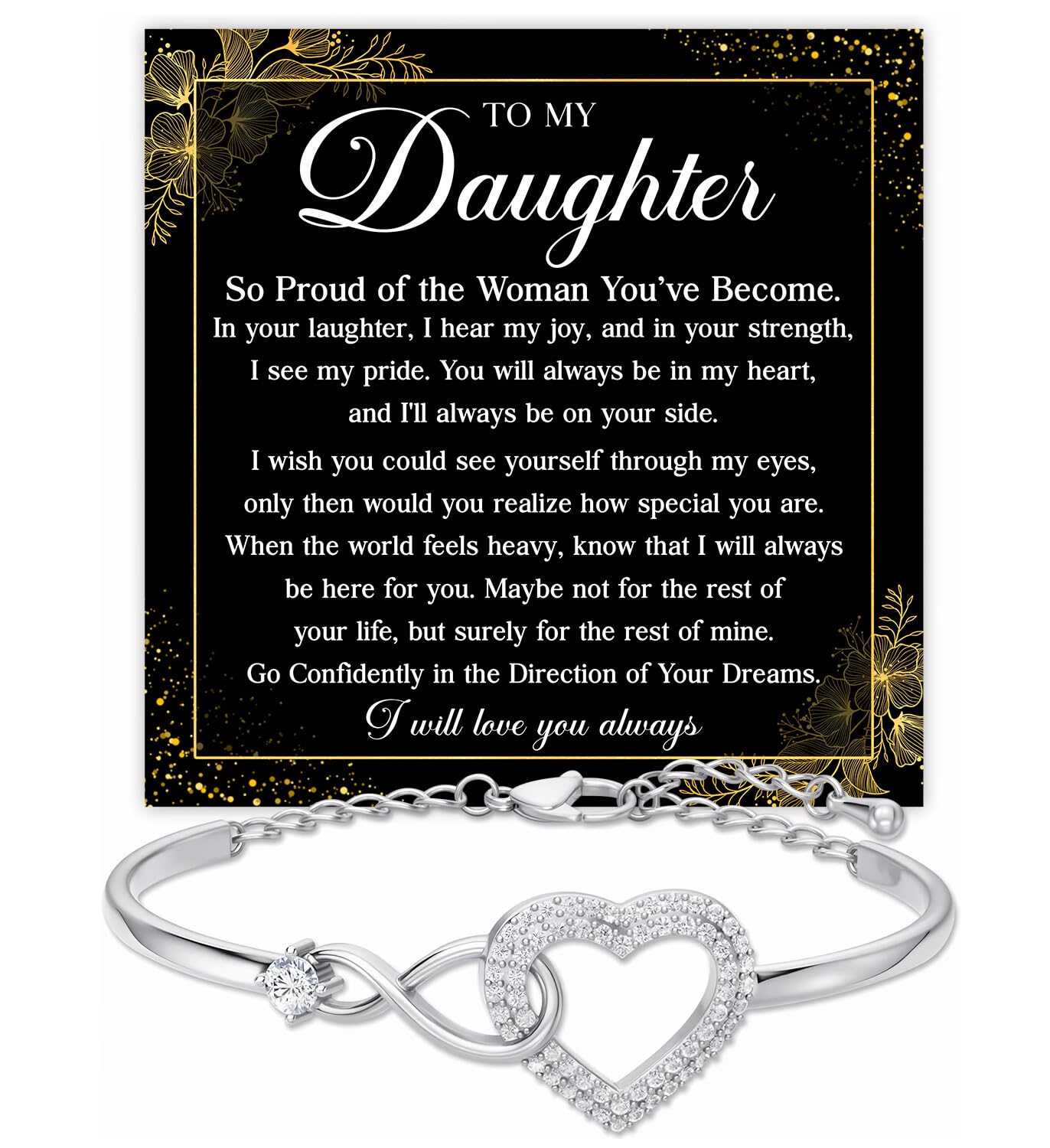 Mapileng Class of 2026 Graduation Bracelet Gift for Her, Heart Infinity Bracelet, Inspirational Jewelry for Daughter Sister Best Friend, College High School Graduate Keepsake, Sterling Silver
