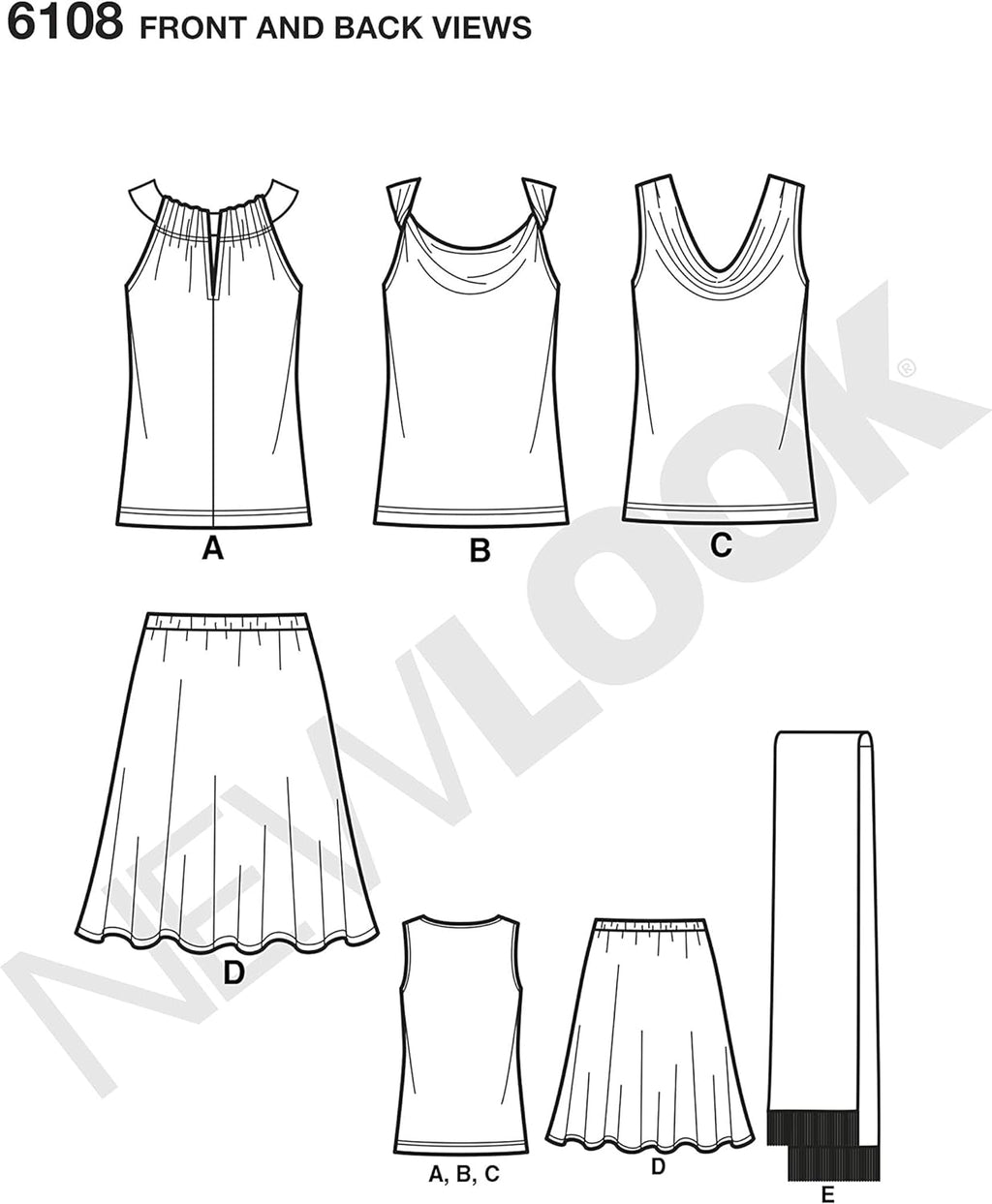 New Look Pattern 6108 - Misses Just 4 Knits Separates, Size: A (4-6-8-10-12-14-