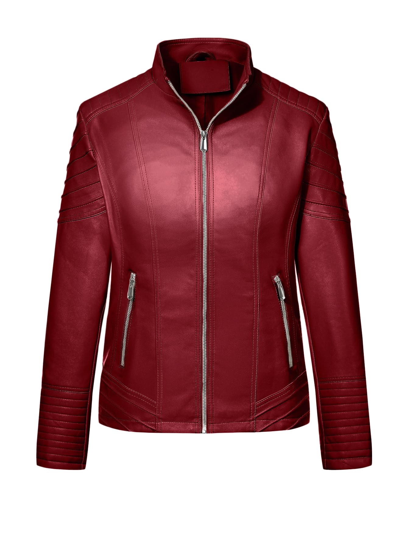 Geschallino Women's Faux Leather Jacket Plus Size Fall Motorcycle Biker Clothes Outfits Short Fashion PU Coat (1X-5X)