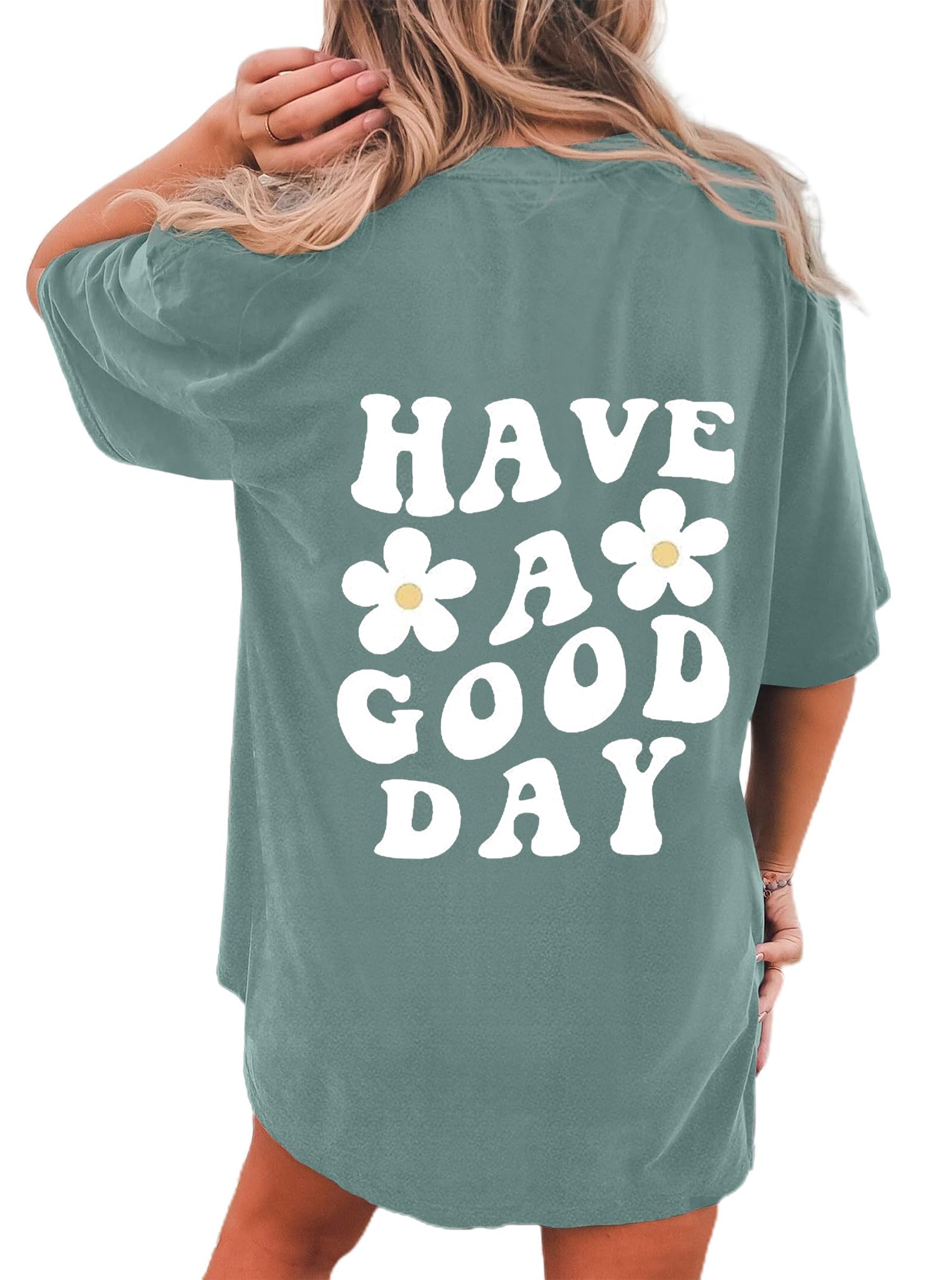 CSDAJIO Women's Trendy Oversized T Shirt Graphic Tee Crewneck Short Sleeve Loose Cute Going Out Summer Tops