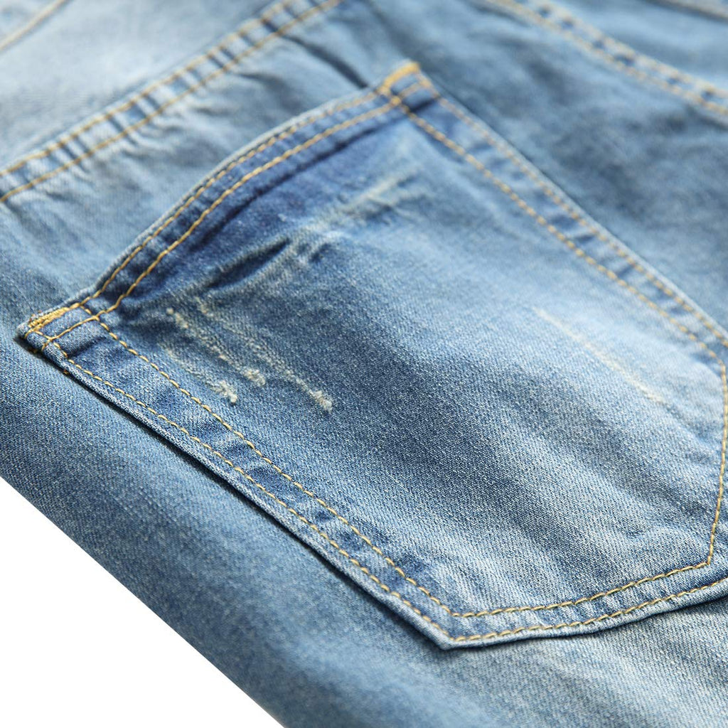DANT BULUN Men's Ripped Distressed Destroyed Slim Fit Straight Leg Denim Jeans