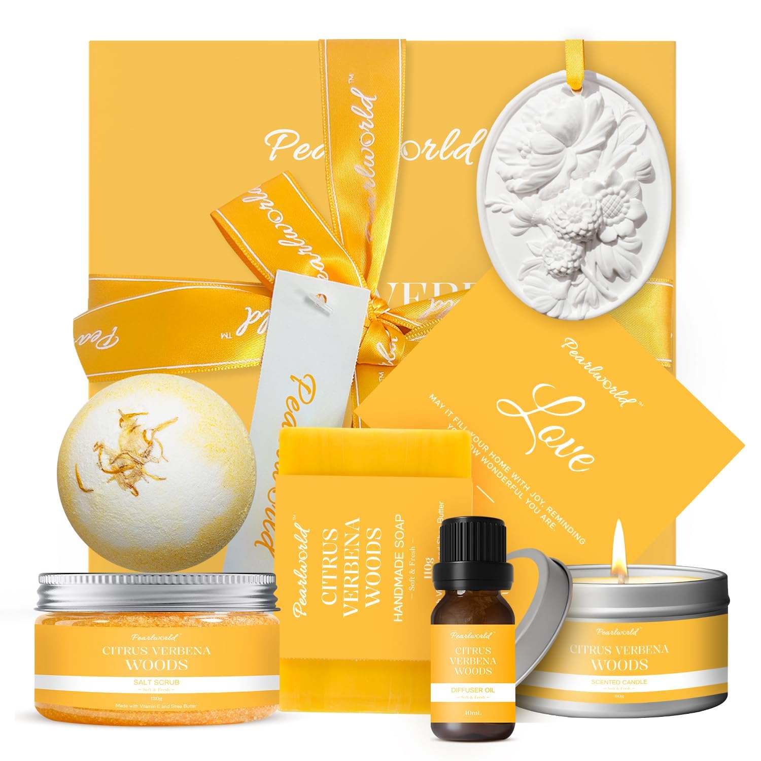 PEARLWORLD Bath Set with Ocean Scented Spa Gifts for Men, Christmas Birthday Self Skin Care Set for Men, Spa Gift Baskets for Him, 12Pcs Men's Spa Kit Gifts for Bath Spa