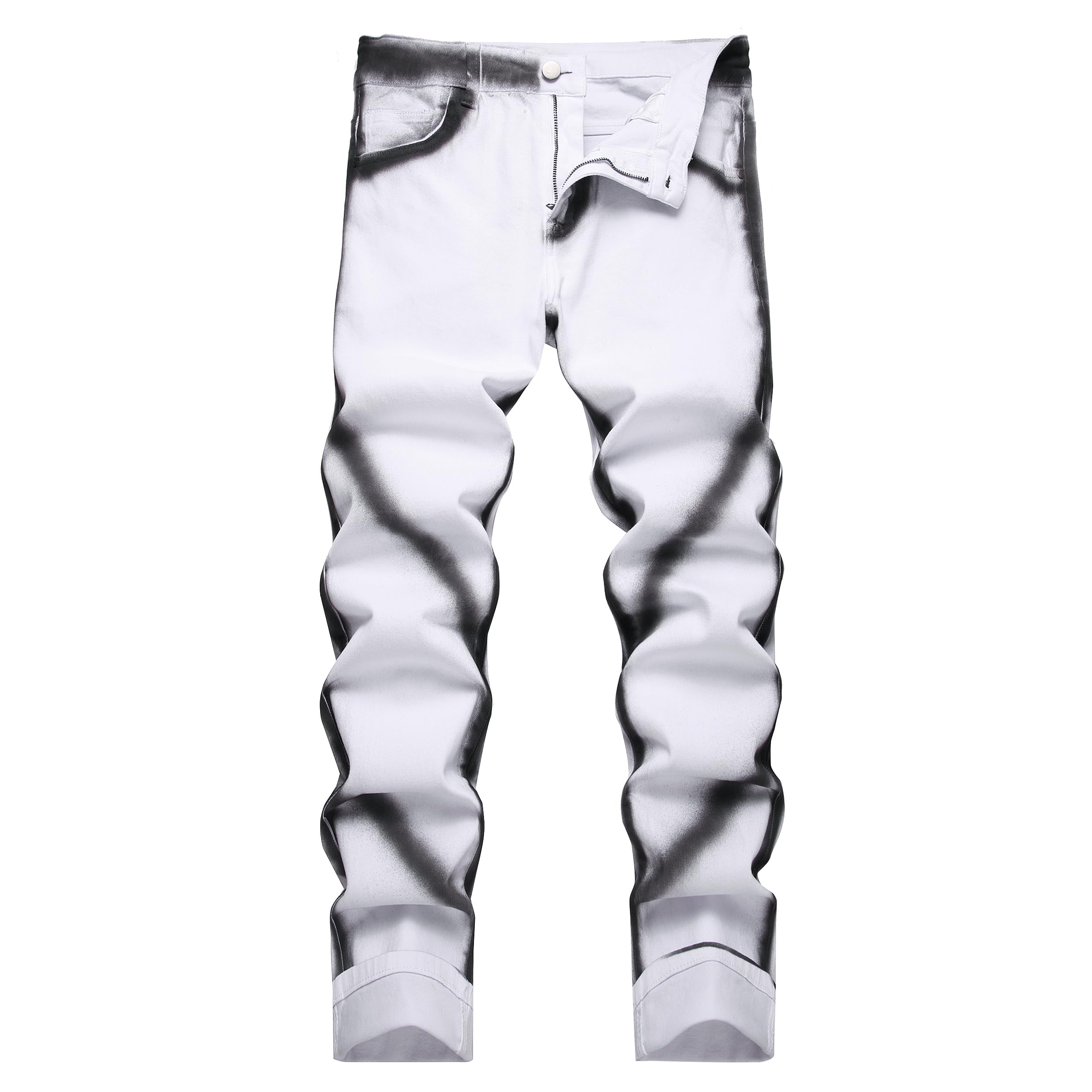 DANT BULUN Men's Ripped Distressed Destroyed Slim Fit Straight Leg Denim Jeans