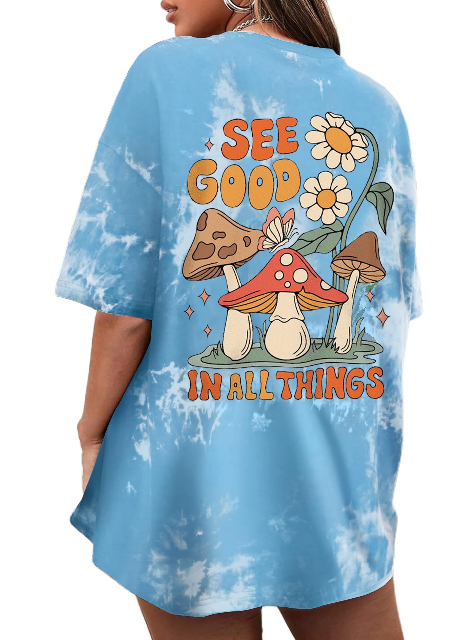 CSDAJIO Women's Trendy Oversized T Shirt Graphic Tee Crewneck Short Sleeve Loose Cute Going Out Summer Tops