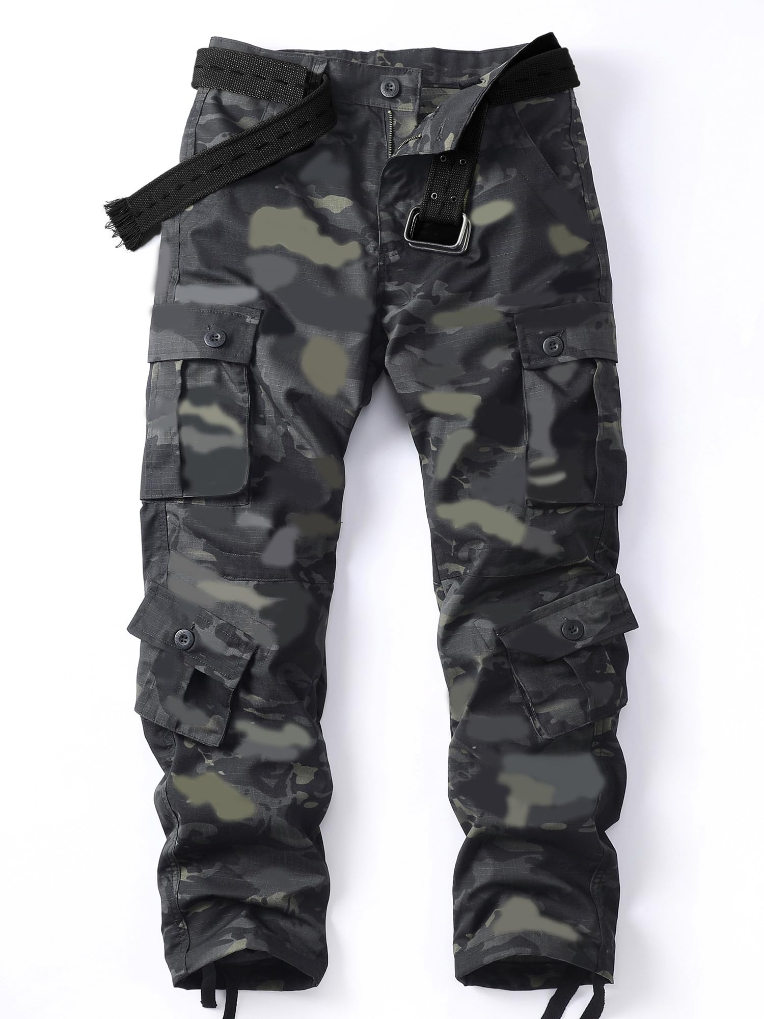 AKHIKING Men's Camo Cargo Work Pants Cotton Tactical Ripstop Casual Combat Pants with 8 Pockets