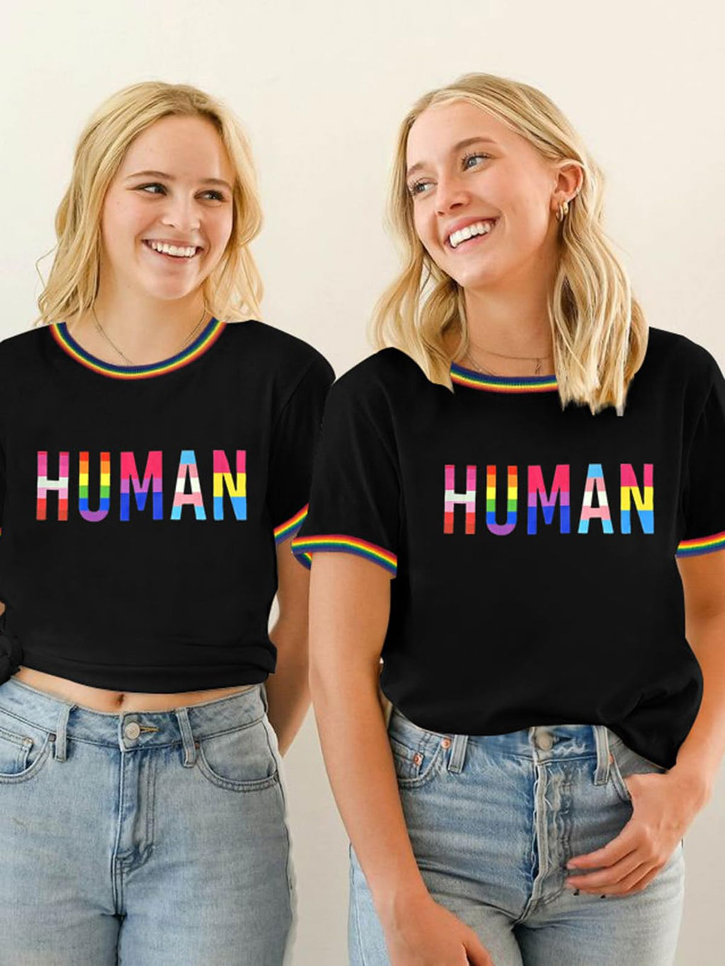YZMI Pride Shirts for Women Pride Month Rainbow Graphic T-Shirt LGBTQ Support Red Ringer Tee