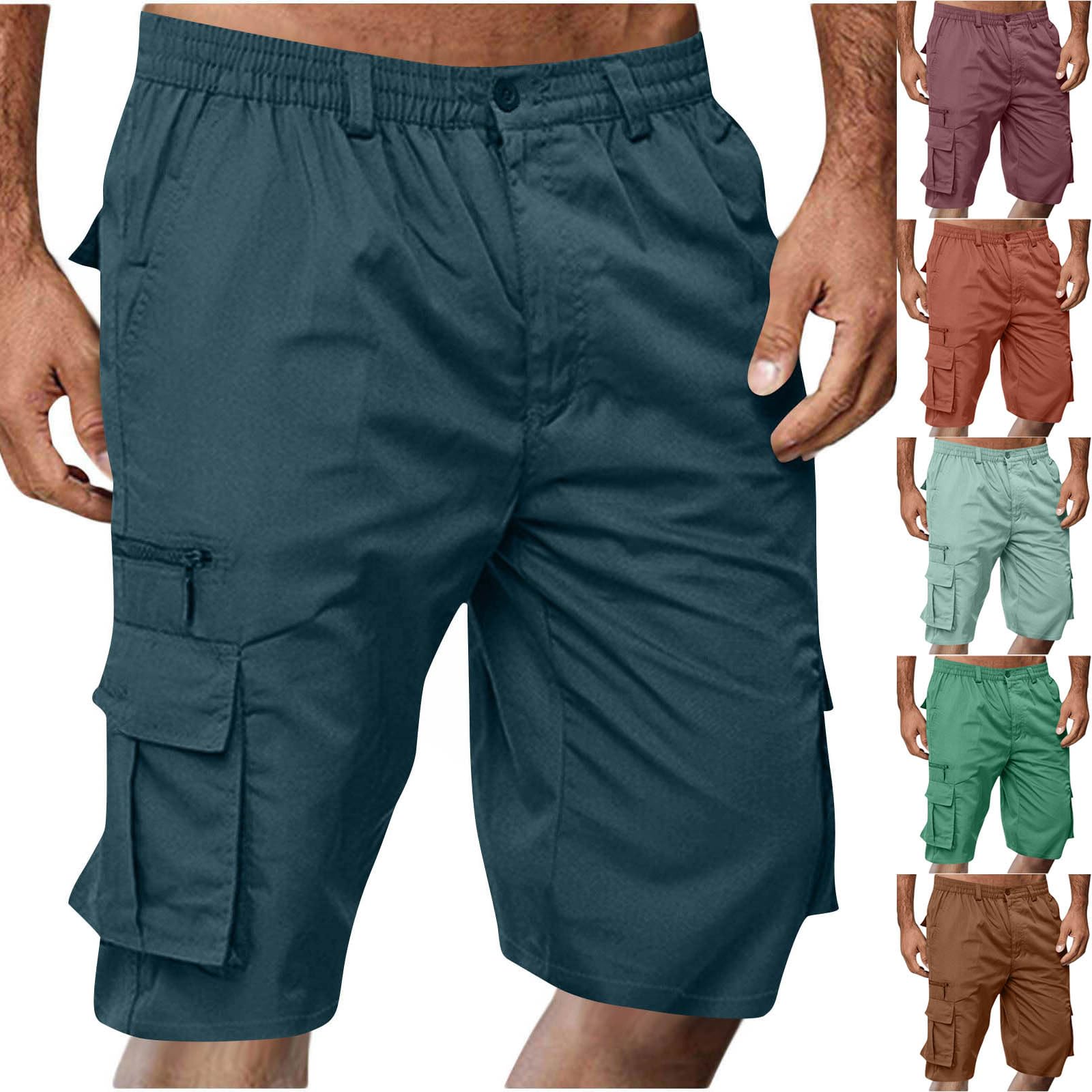 SMIDOW Cargo Shorts for Men - Big and Tall Casual Summer Elastic Waist Outdoor Work Hiking Cargo Short Pants with Pockets