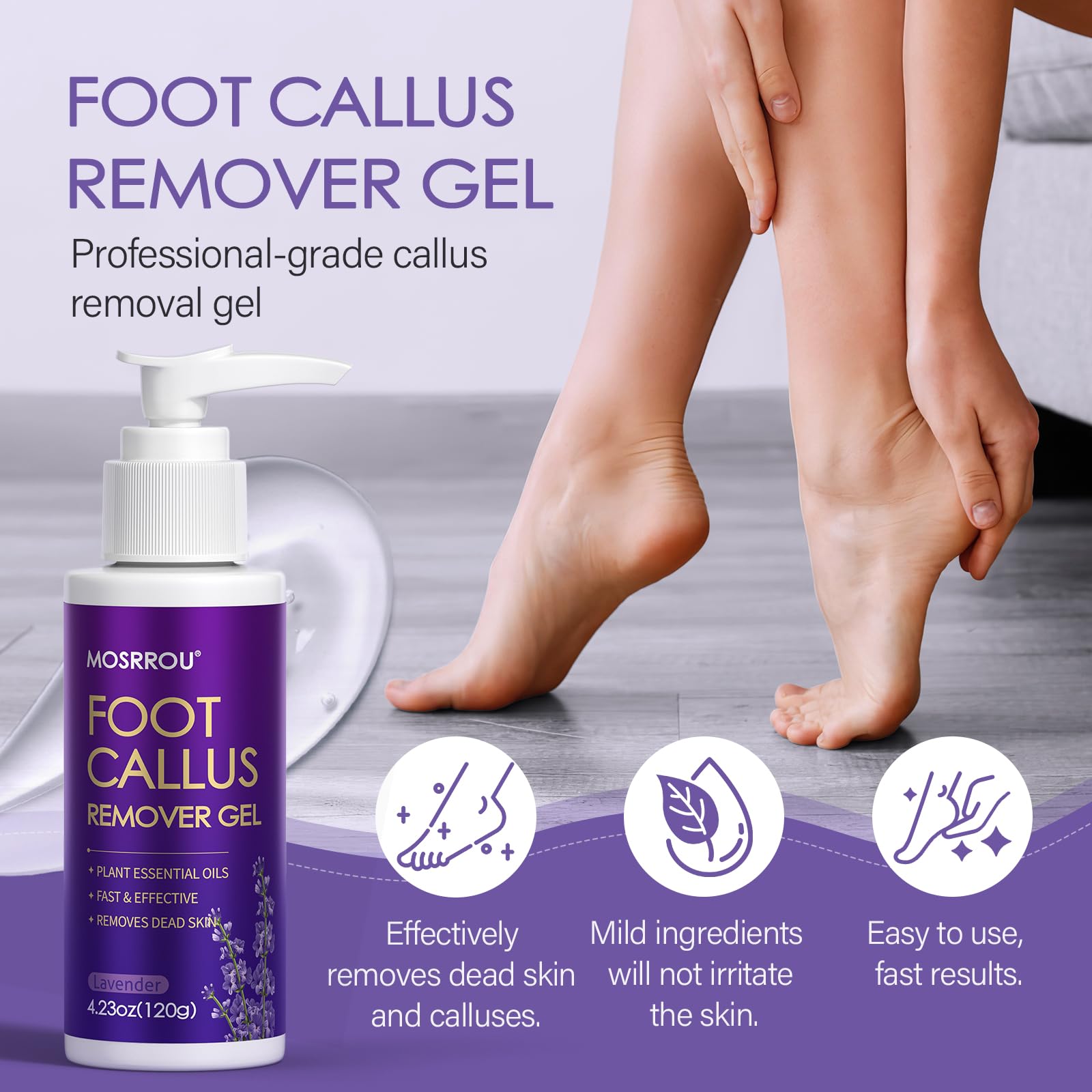 Pedicure Kit For Feet 4pcs Foot Spa Kit For Christmas Birthday Valentine's Women Men Gift Lavender Feet Care Kit for Dry Cracked Foot Soak Salt Foot Callus Remover Gel Foot File Foot Cream