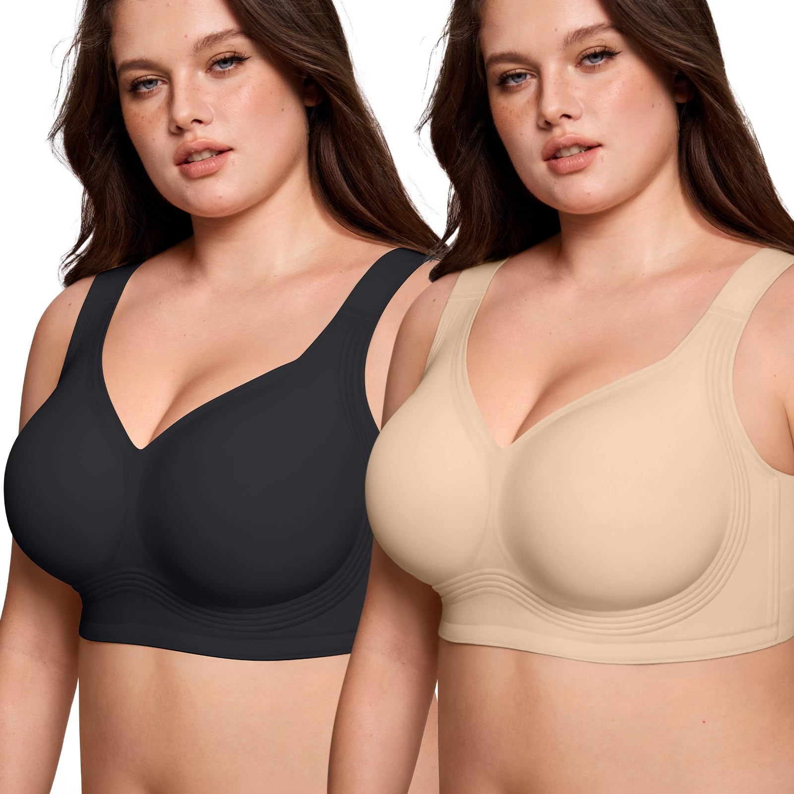 ProKloud Jelly Bras for Women No Underwire Wireless Bra with Support and Lift Full Coverage Plus Size Comfy Seamless Bra