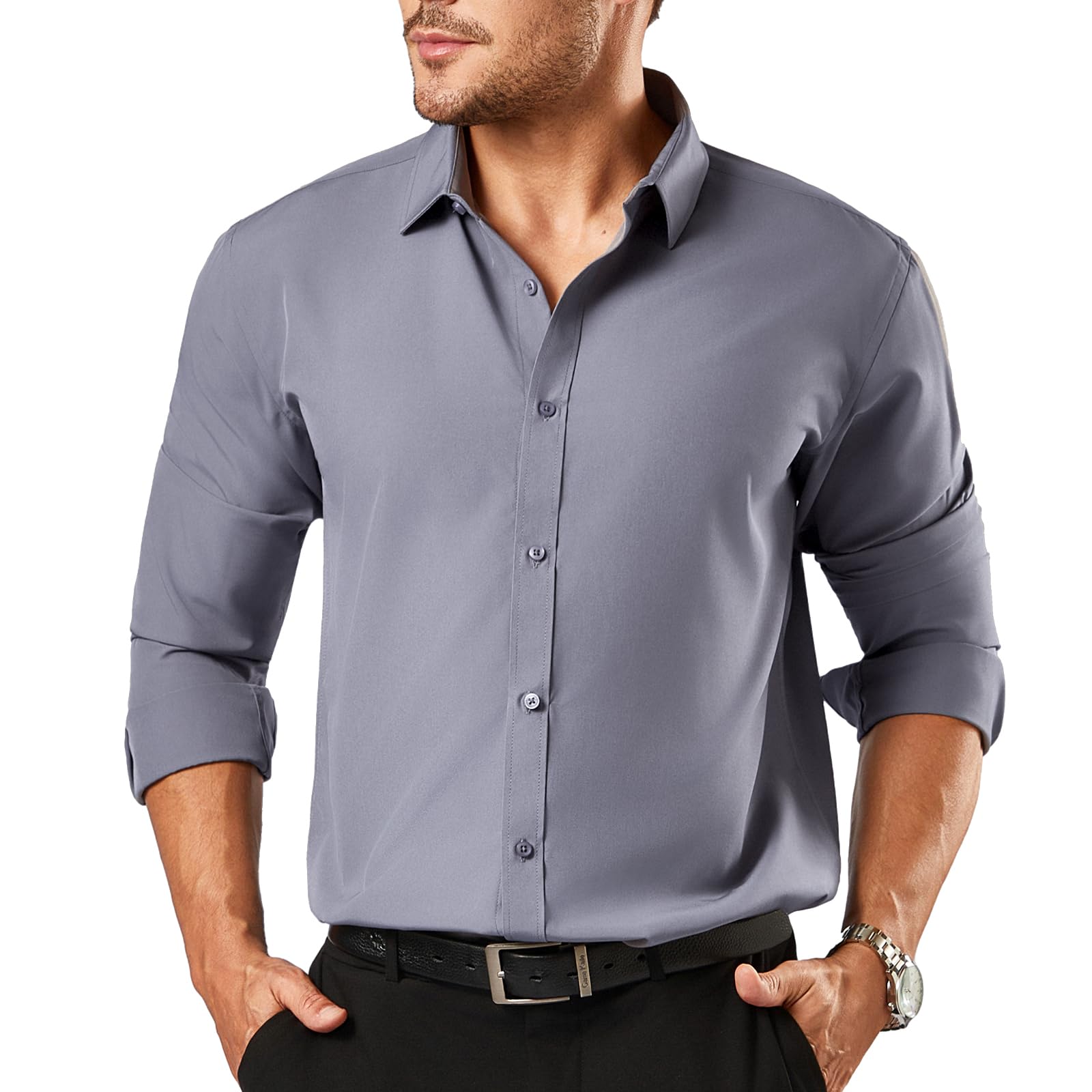 BEFRIED Dress Shirts for Men Big and Tall(XL Big-6XL Big Tall) Button Down Long Sleeve Tuxedo Business Casual Collared Shirt